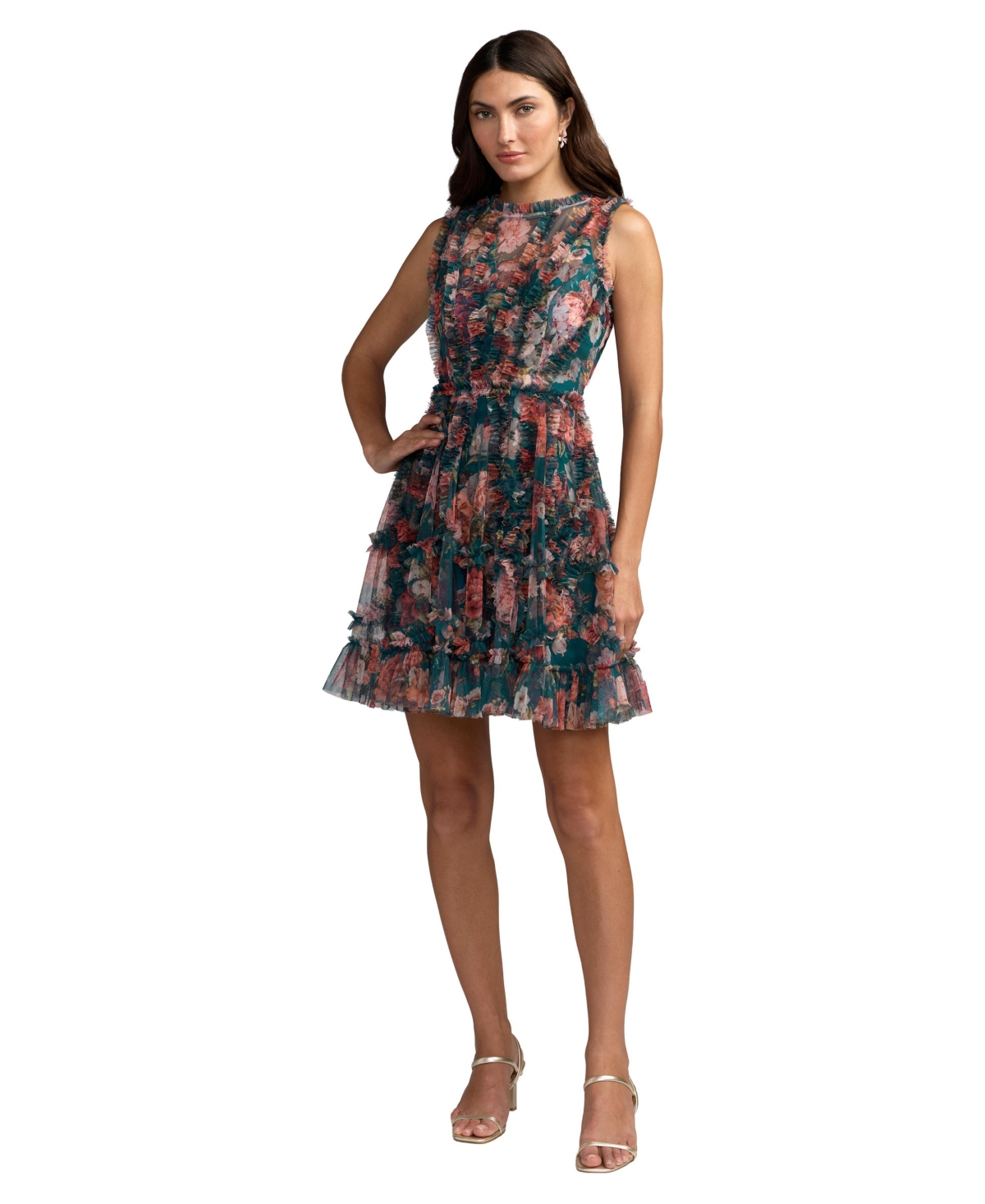 Mac Duggal Women’s High-Neck Floral-Print A-Line Mini Dress – Black multi Mac Duggal Women’s High-Neck Floral-Print A-Line Mini Dress – Black multi