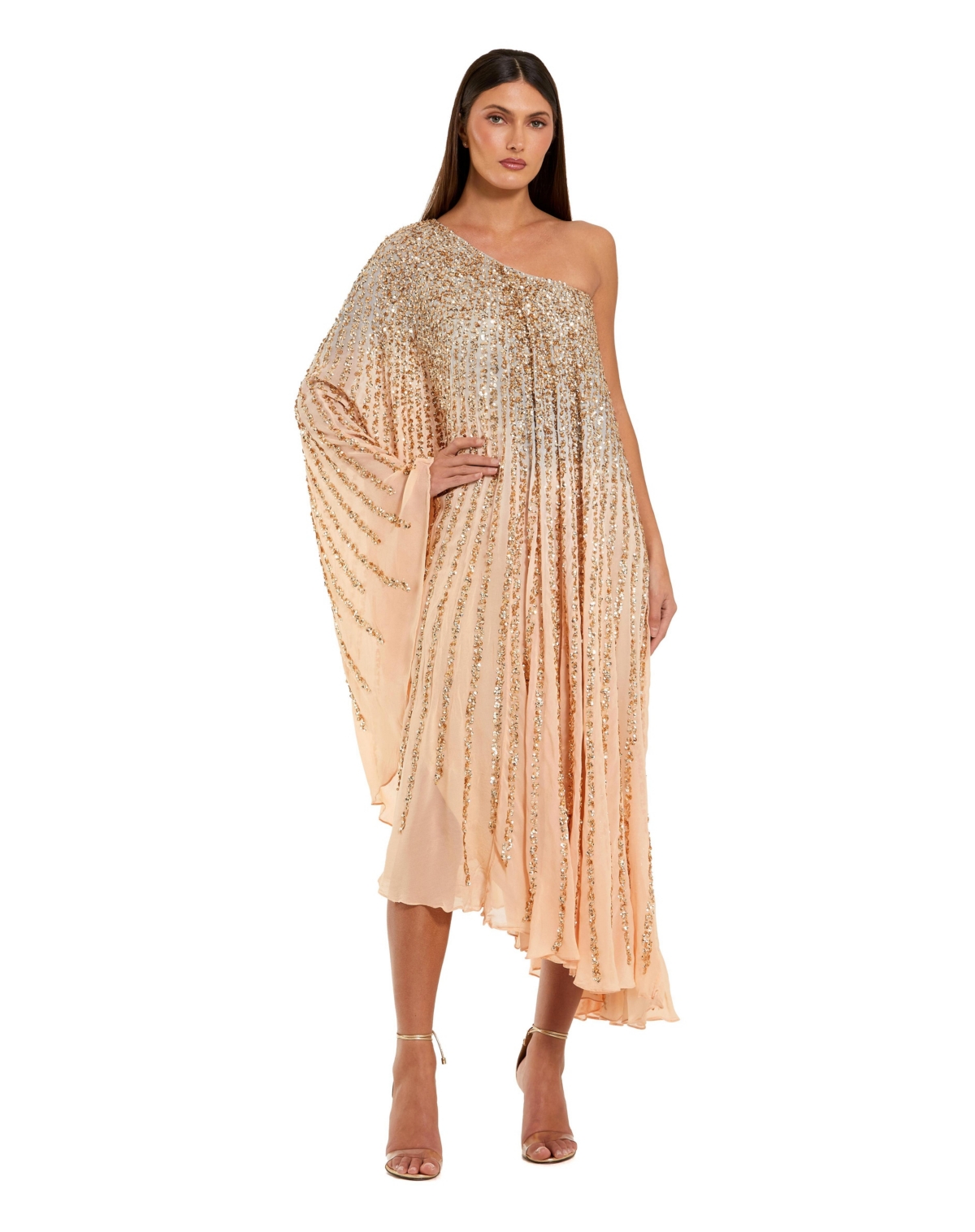 Mac Duggal Women’s One Shoulder Ombre Sequin Kaftan Dress – Champagne gold Mac Duggal Women’s One Shoulder Ombre Sequin Kaftan Dress – Champagne gold
