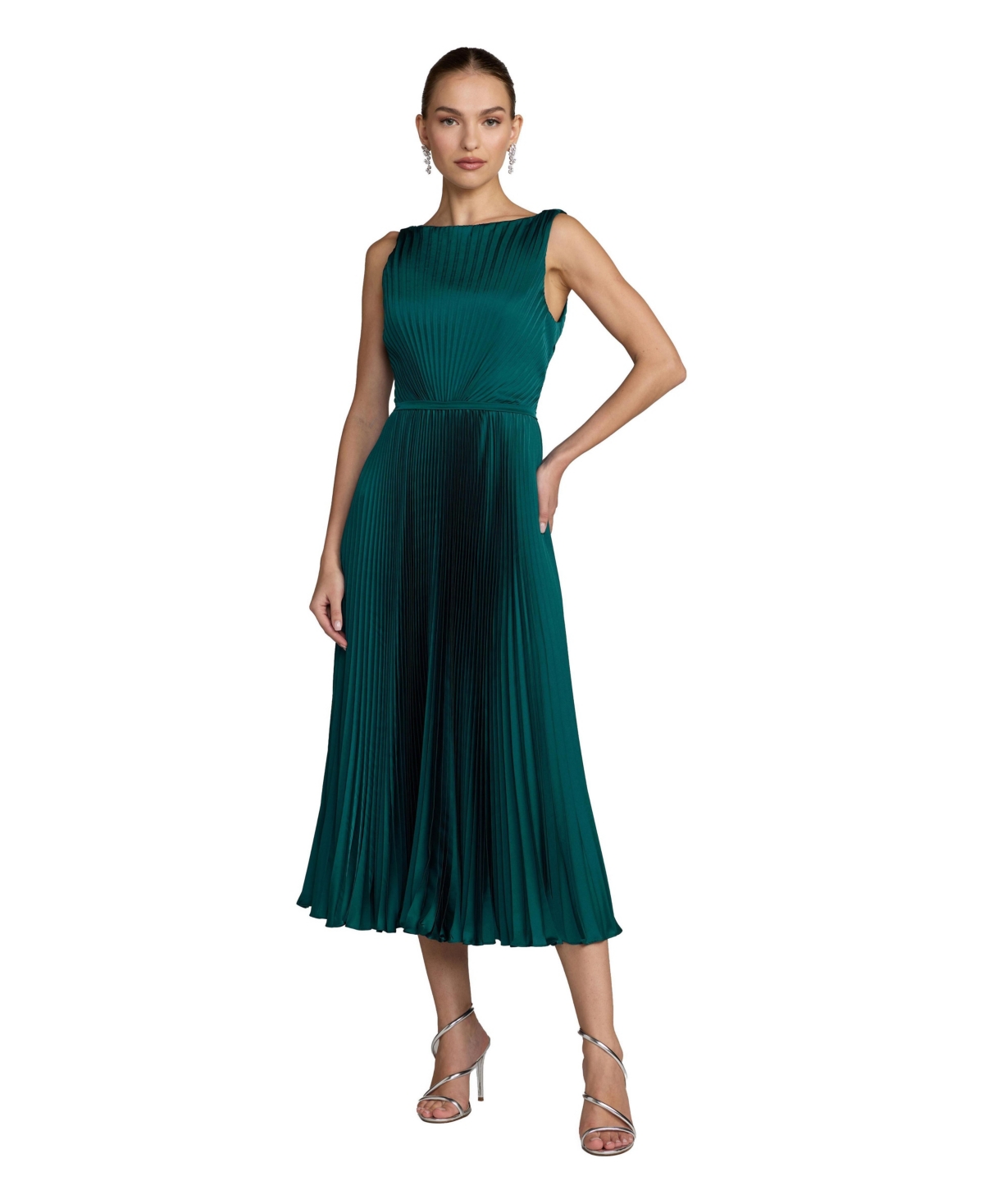 Mac Duggal Women’s Pleated Sleeveless Midi Dress – Ocean blue Mac Duggal Women’s Pleated Sleeveless Midi Dress – Ocean blue
