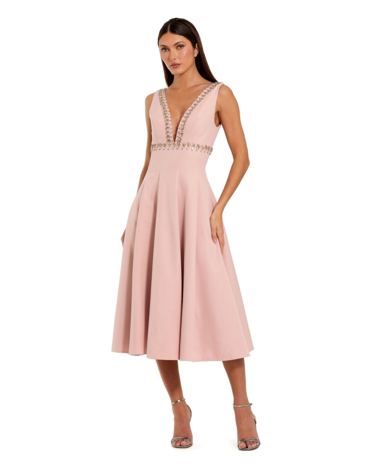 Mac Duggal Women’s Rhinestone Embellished Crepe A Line Midi Dress – Dusty rose Mac Duggal Women’s Rhinestone Embellished Crepe A Line Midi Dress – Dusty rose