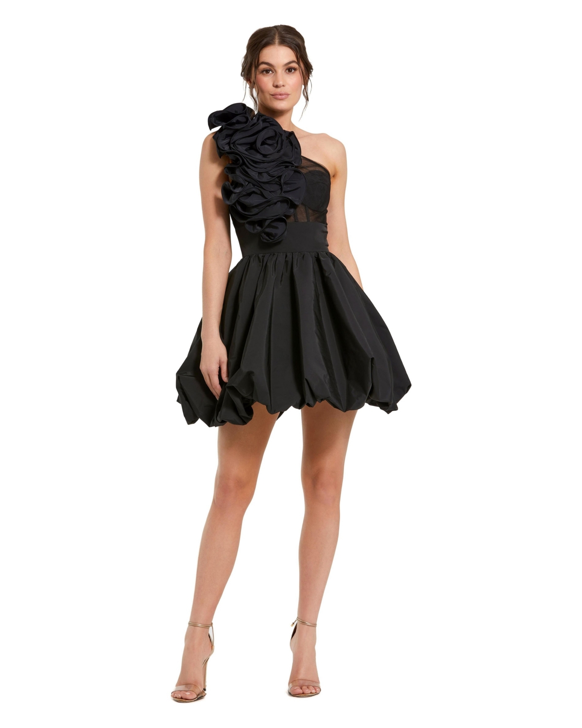 Mac Duggal Women’s Taffeta One Shoulder Ruffle Bubble Mini Dress – Black Mac Duggal Women’s Taffeta One Shoulder Ruffle Bubble Mini Dress – Black