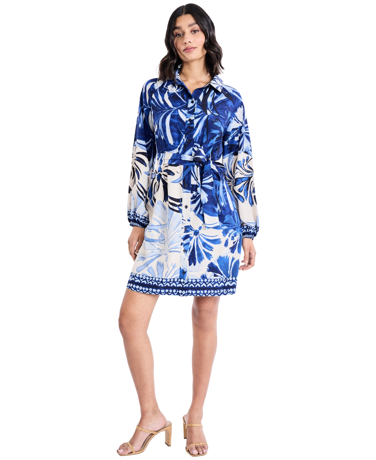 Maggy London Women’s Balloon-Sleeve Mini Dress – Cream/Blue Maggy London Women’s Balloon-Sleeve Mini Dress – Cream/Blue