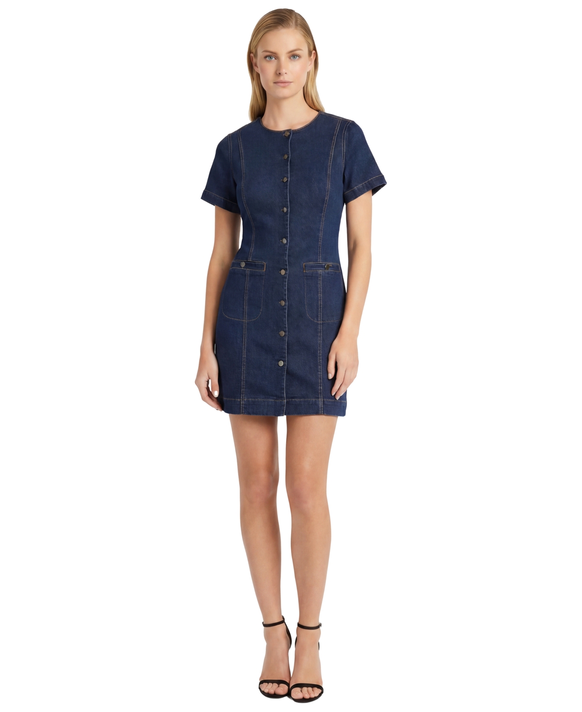 Maggy London Women’s Denim Mini With Buttons Dress – Dark Wash Maggy London Women’s Denim Mini With Buttons Dress – Dark Wash
