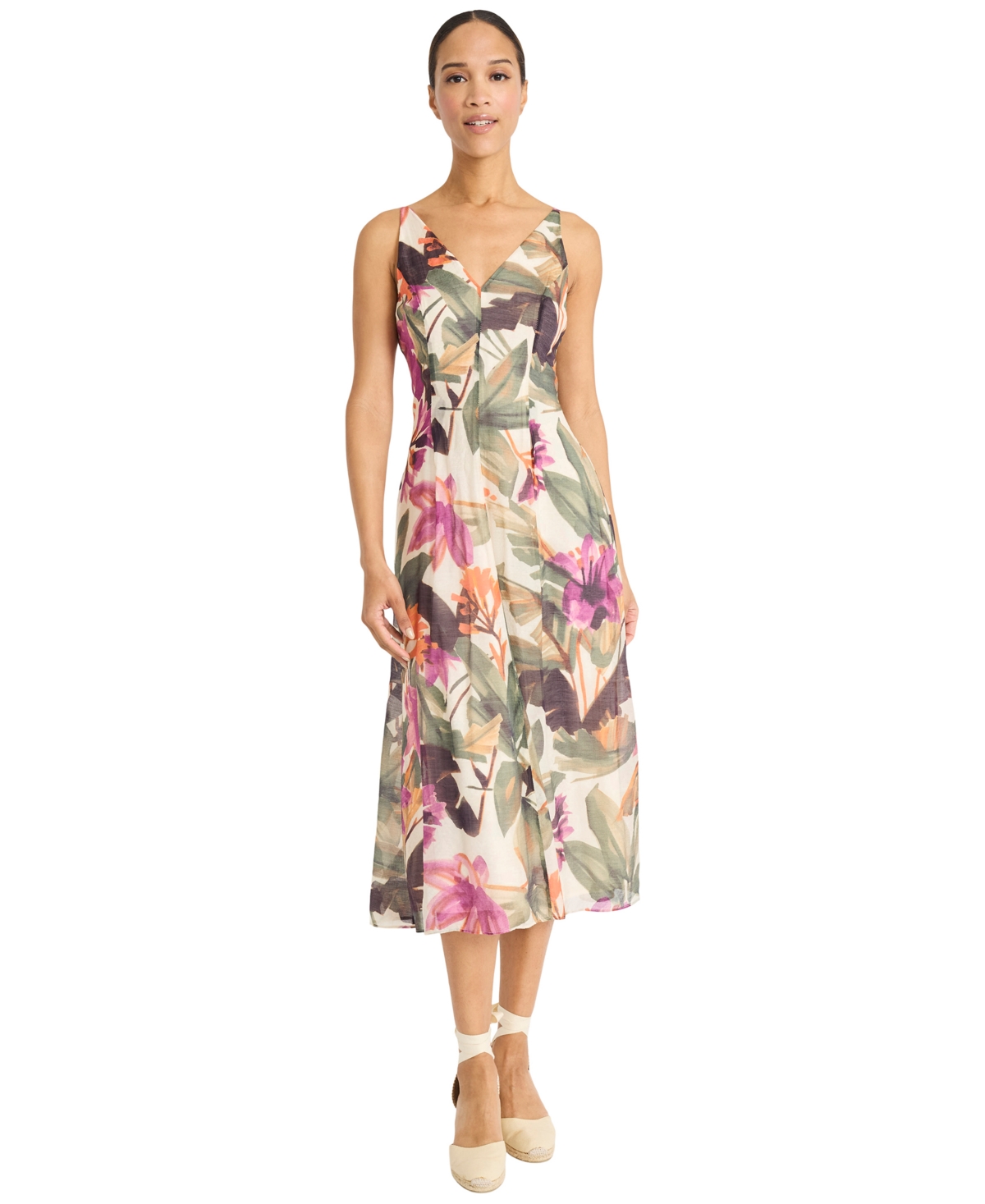 Maggy London Women’s Printed Voile Sleeveless A-Line Dress – Ivory/berry Maggy London Women’s Printed Voile Sleeveless A-Line Dress – Ivory/berry