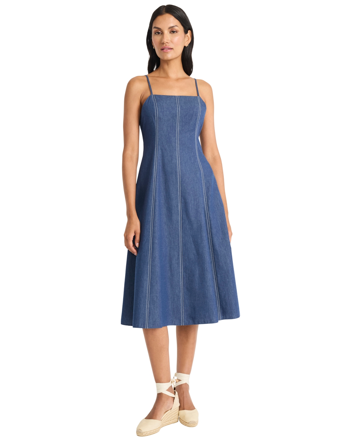 Maggy London Women’s Sleeveless Chambray Midi Dress – Denim Maggy London Women’s Sleeveless Chambray Midi Dress – Denim