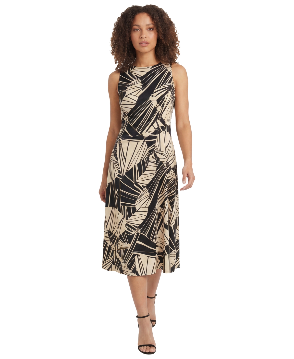 Maggy London Women’s Sleeveless Midi Dress – White Apsargus/Black Oyster Maggy London Women’s Sleeveless Midi Dress – White Apsargus/Black Oyster
