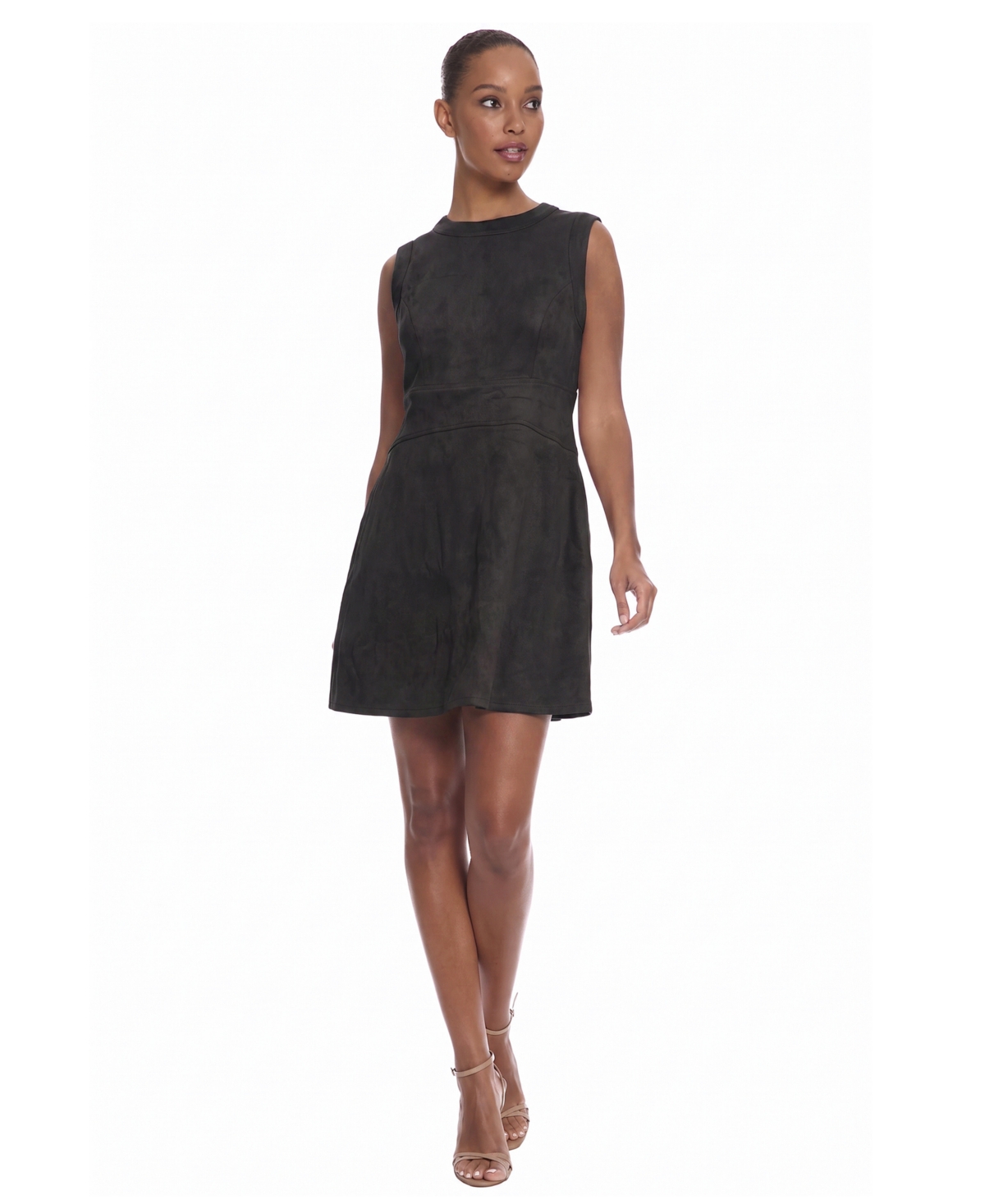 Maggy London Women’s Sleeveless Suede Mini Dress – Black