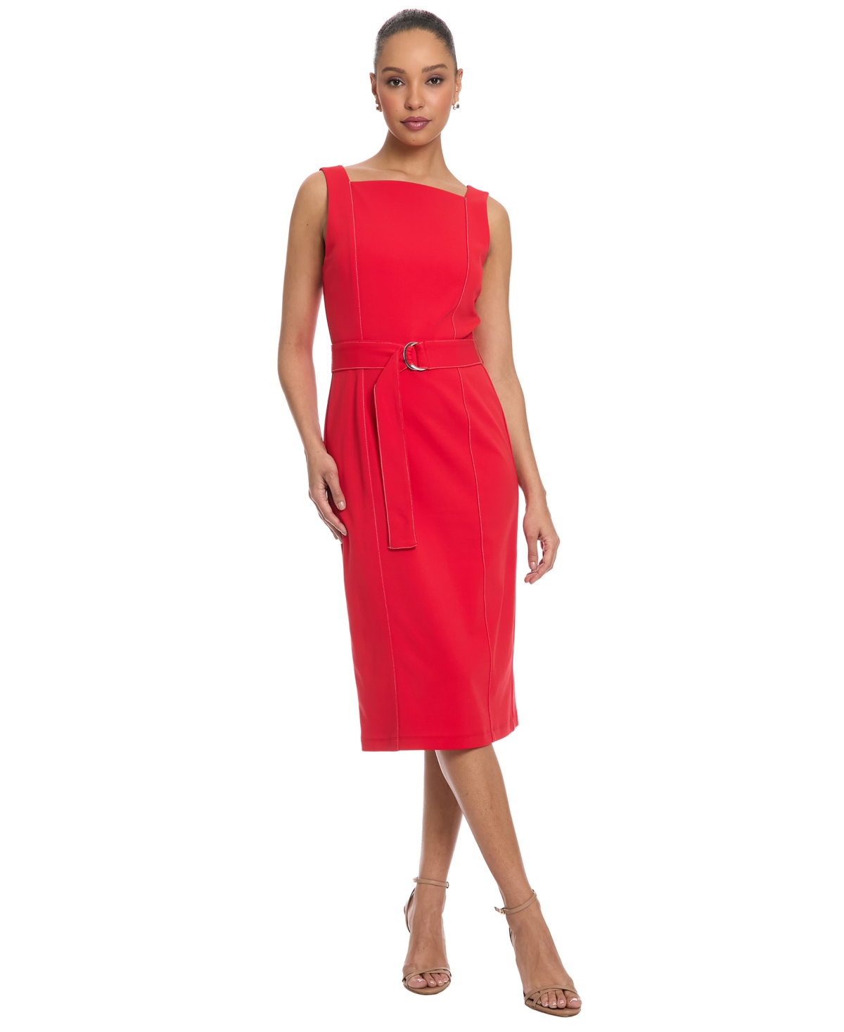 Maggy London Women’s Square Neck Midi Dress – Ribbon Red Maggy London Women’s Square Neck Midi Dress – Ribbon Red