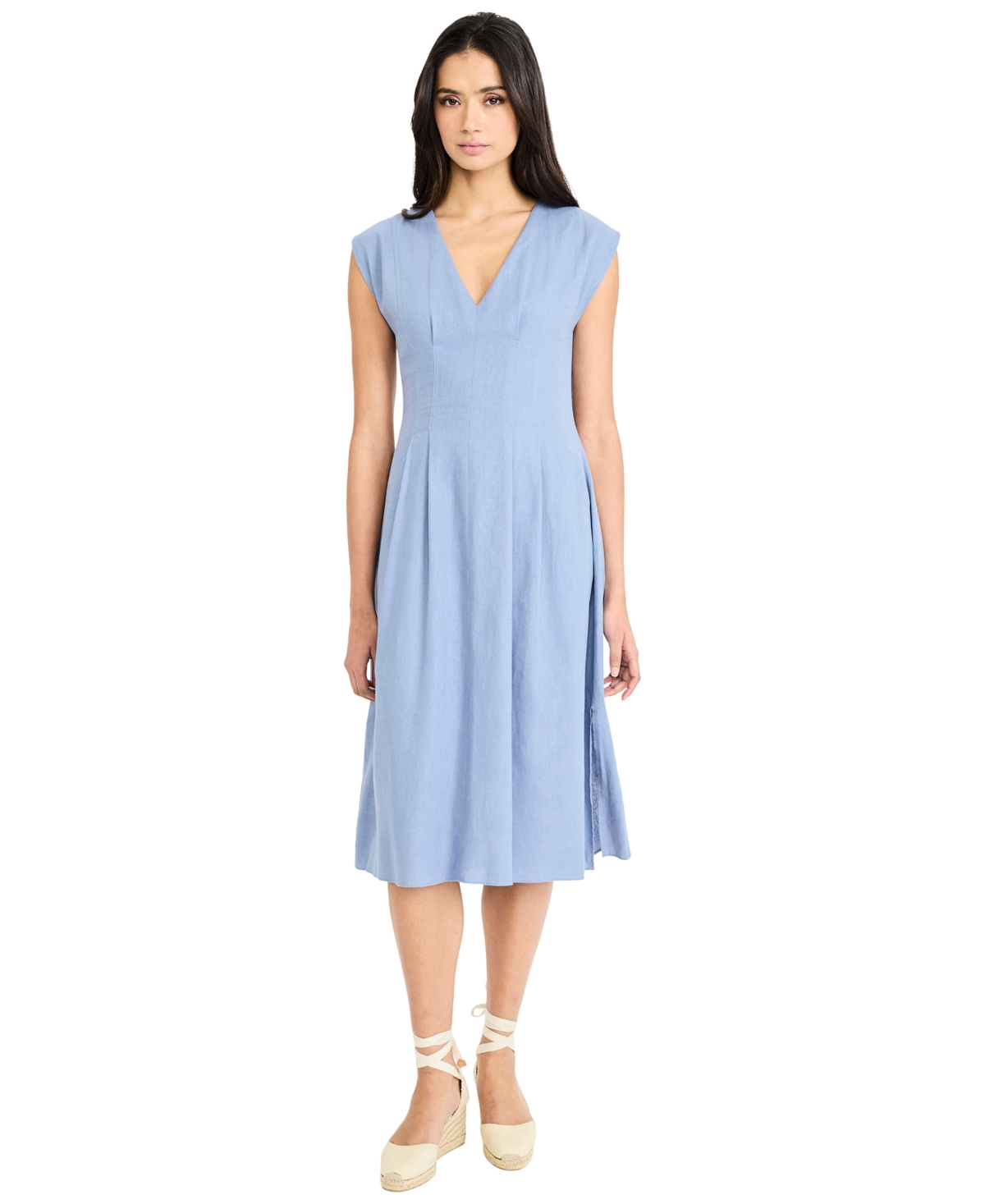Maggy London Women’s V-Neck Flare Midi Dress – Infinity grey