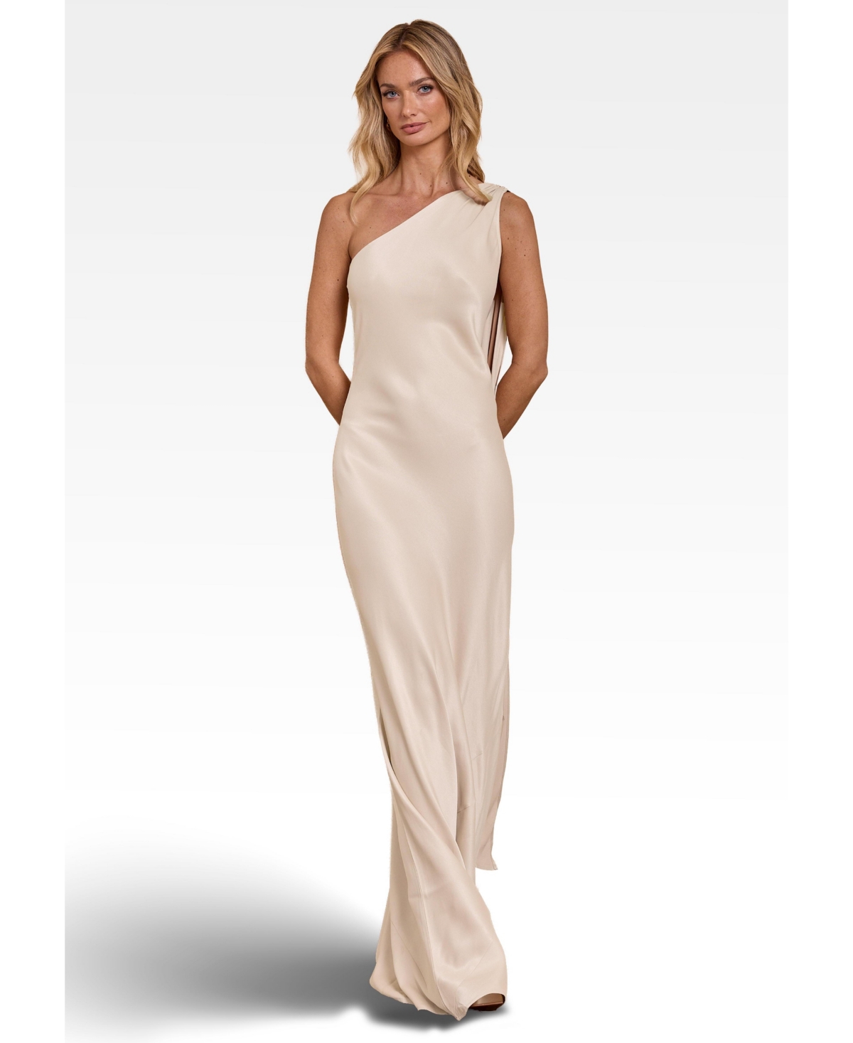 Maids to Measure Women’s Cressida Satin Asymmetric Dress – Champagne ivory Maids to Measure Women’s Cressida Satin Asymmetric Dress – Champagne ivory