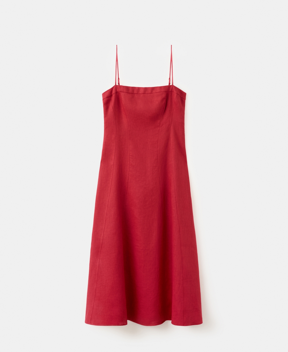 Mango Women’s A-Line Linen Dress – Red