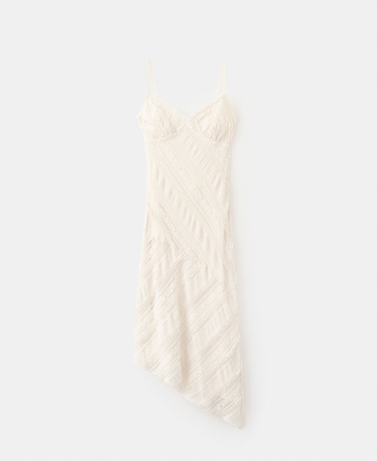 Mango Women’s Asymmetrical Lace Dress – Vanilla