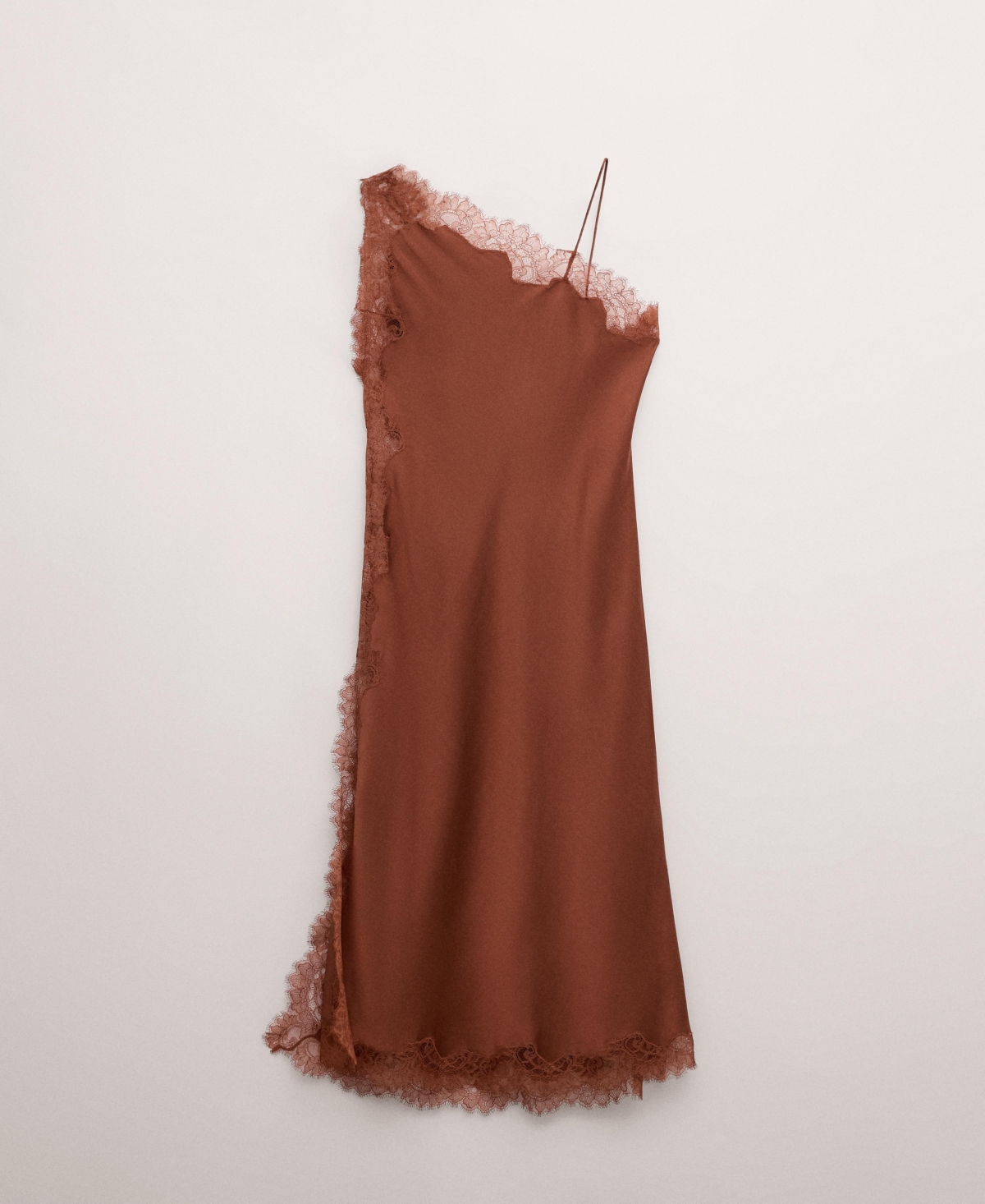 Mango Women’s Asymmetrical Satin Lace Dress – Burnt Orange Mango Women’s Asymmetrical Satin Lace Dress – Burnt Orange