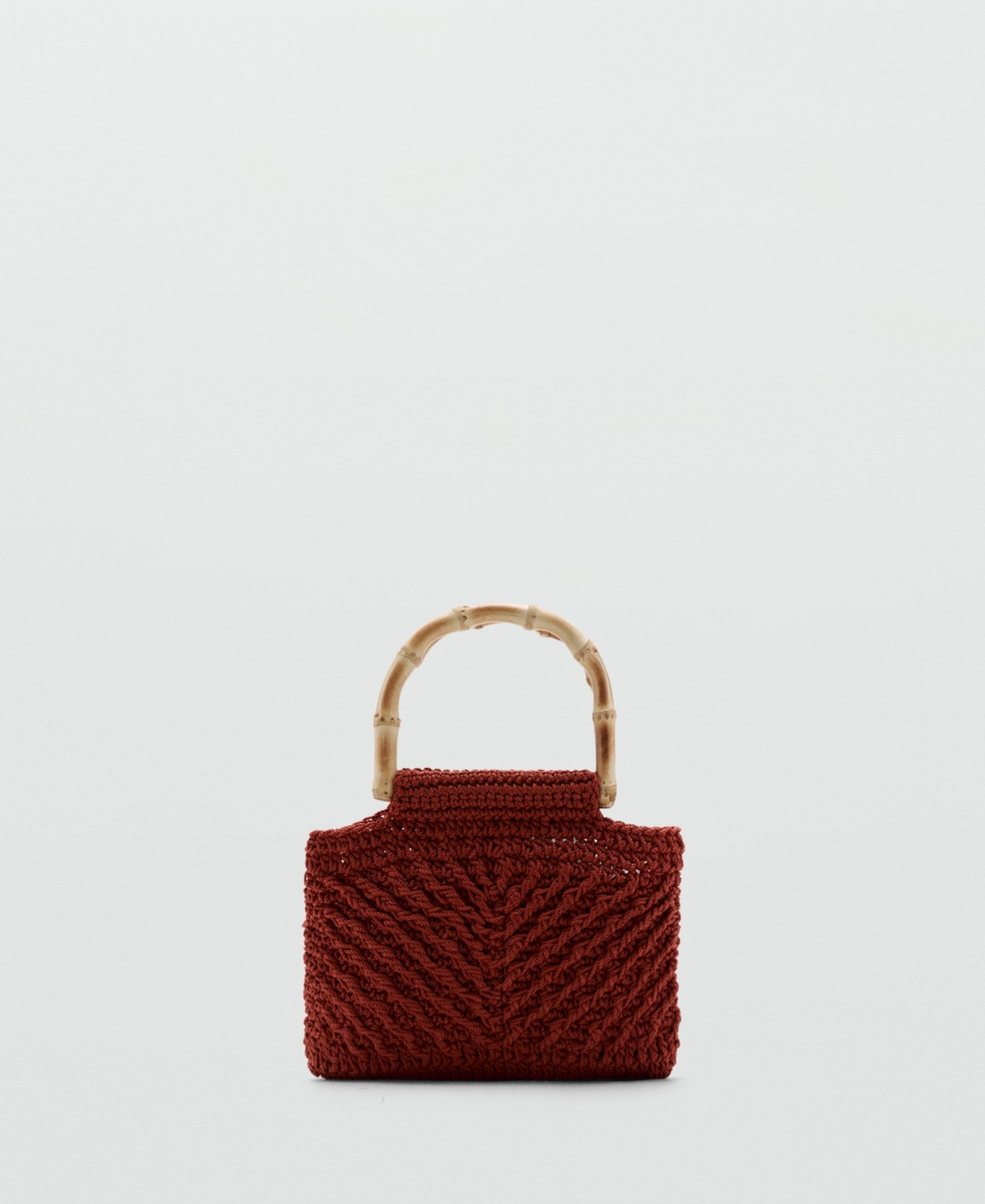 Mango Women’s Bamboo Handle Handbag – Burnt Orange