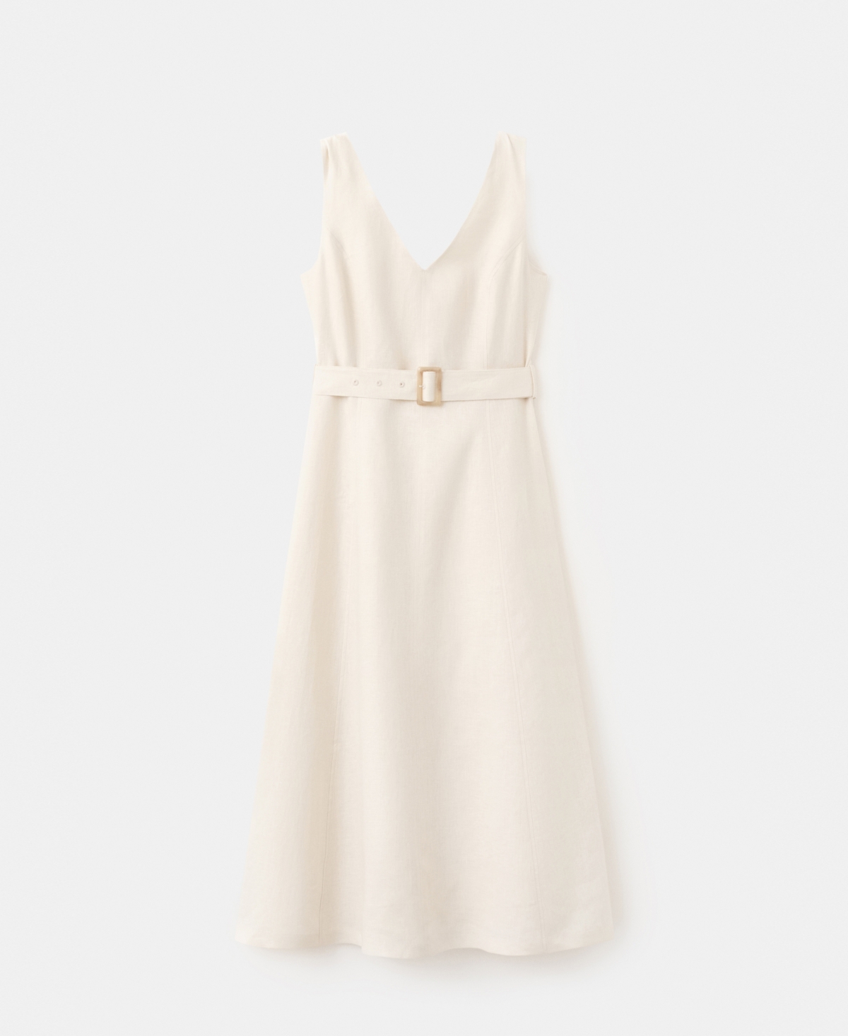 Mango Women’s Belt Linen Midi-Dress – Ecru Mango Women’s Belt Linen Midi-Dress – Ecru