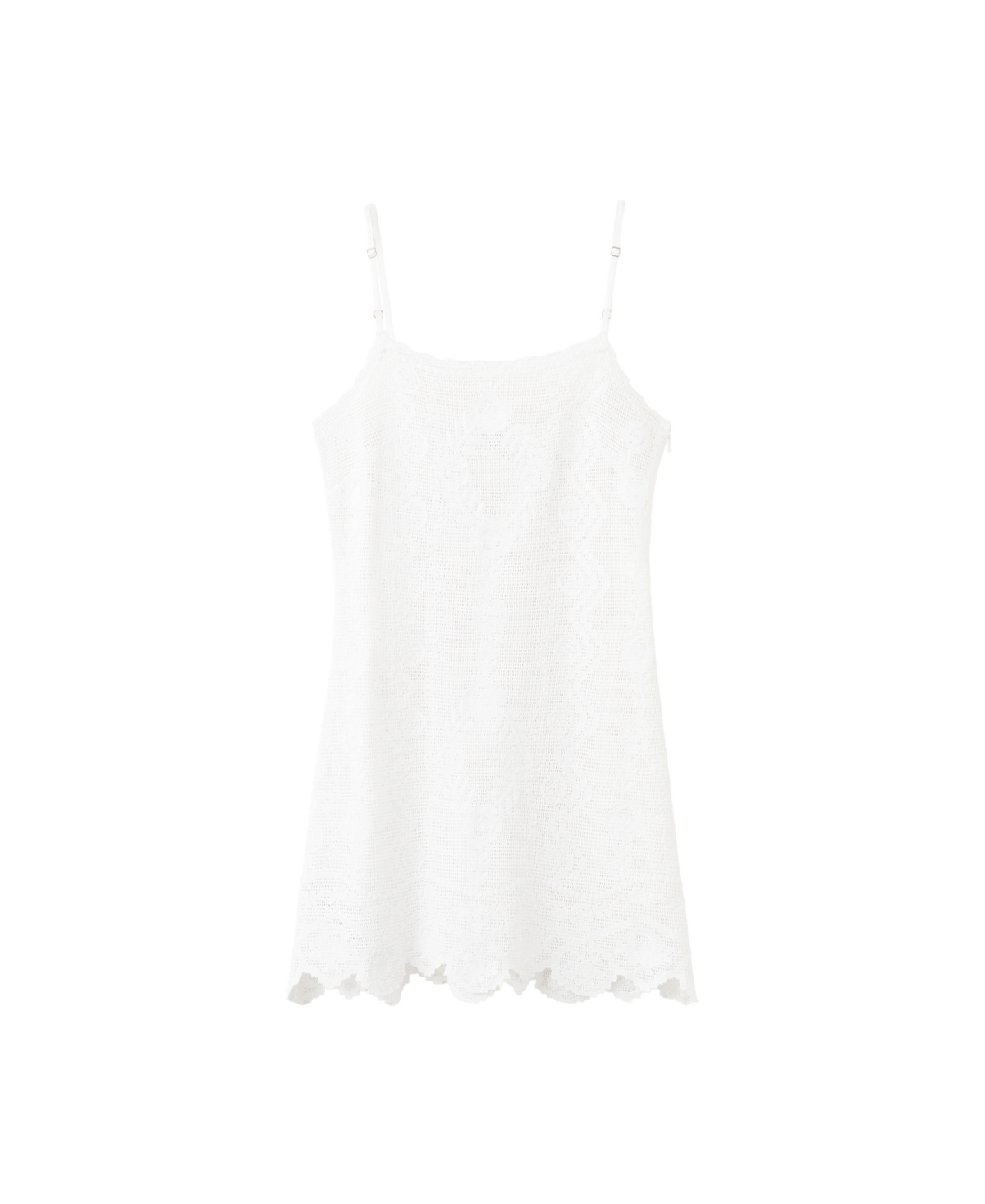 Mango Women’s Crochet Scalloped-Hem Sundress – White Mango Women’s Crochet Scalloped-Hem Sundress – White