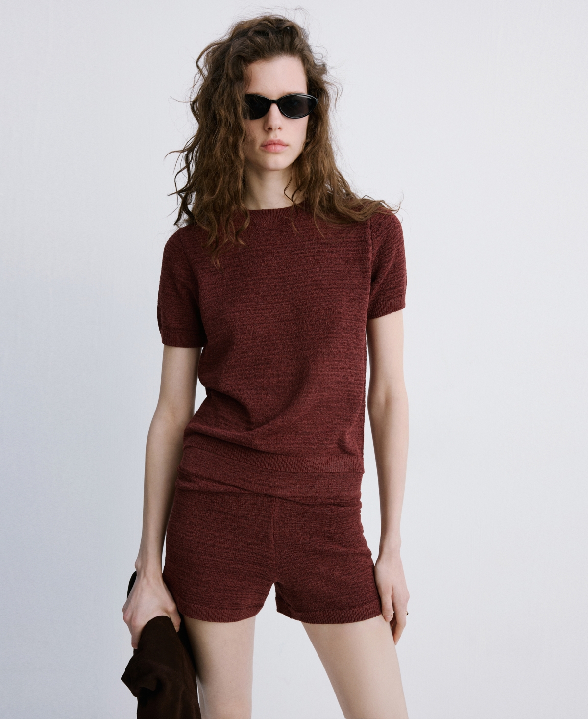 Mango Women’s Fitted Knitted Shorts – Burnt Orange Mango Women’s Fitted Knitted Shorts – Burnt Orange