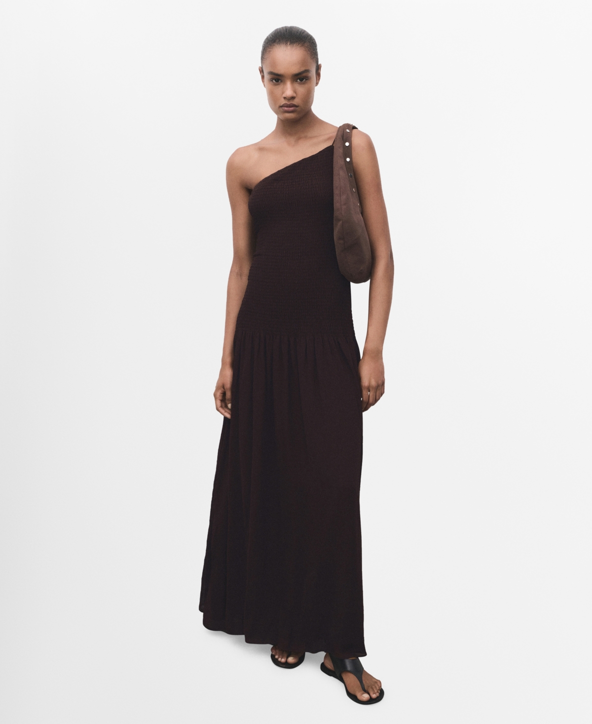 Mango Women’s Gathered Body Asymmetrical Dress – Chocolate Mango Women’s Gathered Body Asymmetrical Dress – Chocolate
