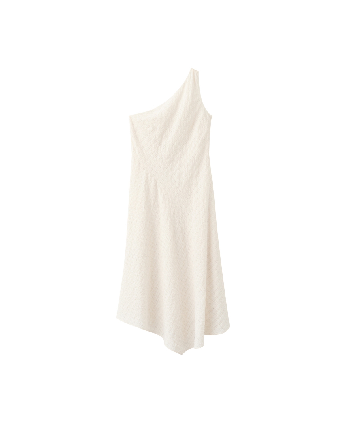 Mango Women’s One-Shoulder Asymmetrical Midi Dress – Ecru