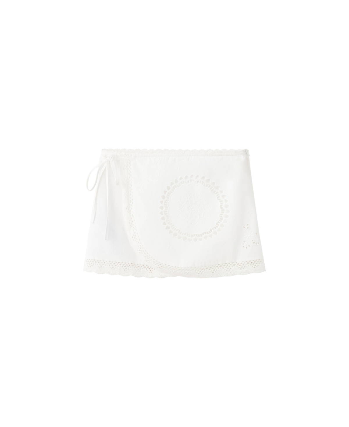 Mango Women’s Openwork-Embroidery Mini Low-Waist Cotton Skirt – White Mango Women’s Openwork-Embroidery Mini Low-Waist Cotton Skirt – White
