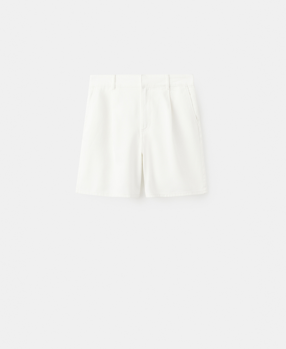 Mango Women’s Pleats Mid-Rise Denim Bermuda Shorts – Off White