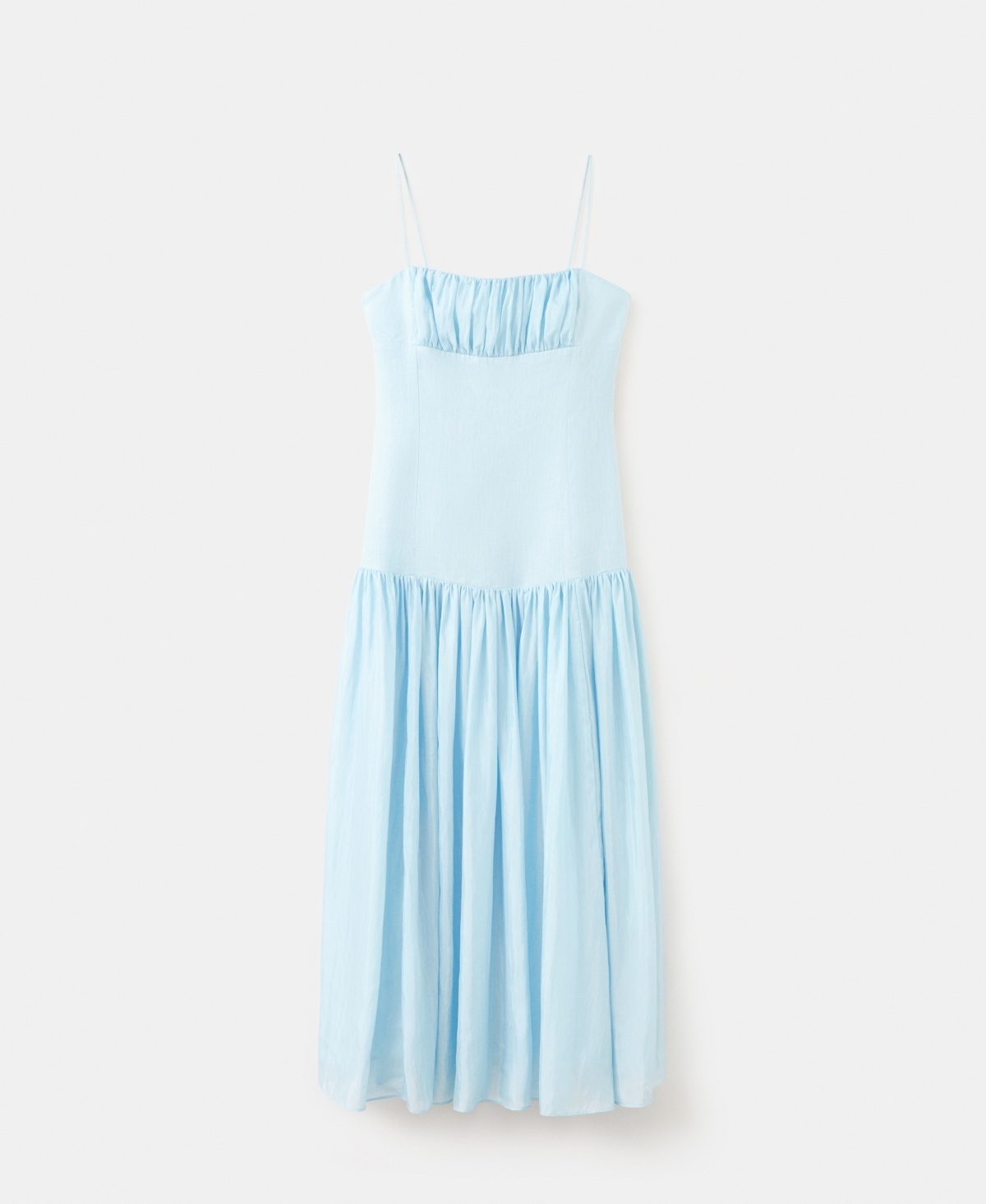 Mango Women’s Ruched Long Dress – Sky Blue Mango Women’s Ruched Long Dress – Sky Blue