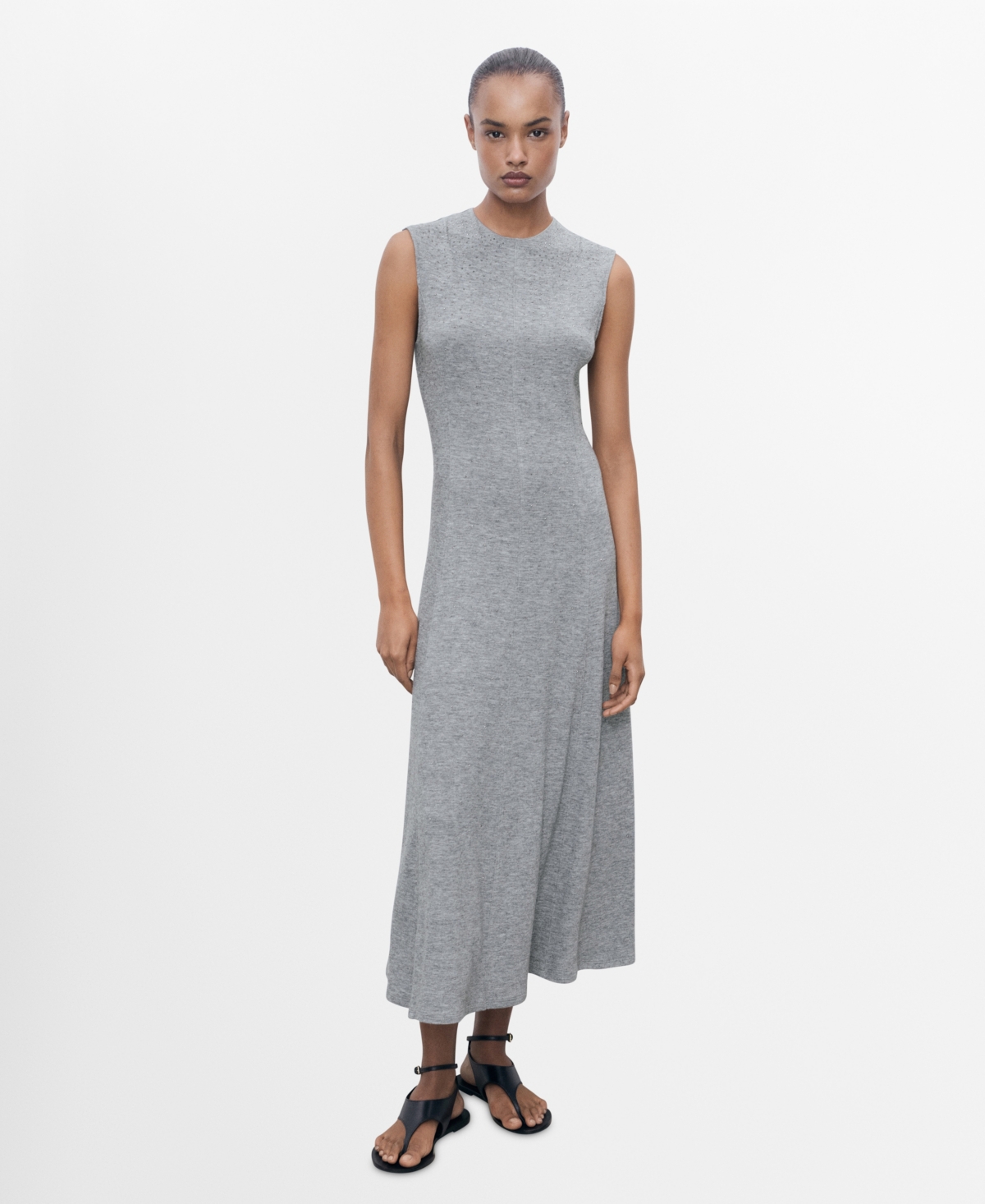Mango Women’s Strass Seam Dress – Dark Heather Gray Mango Women’s Strass Seam Dress – Dark Heather Gray