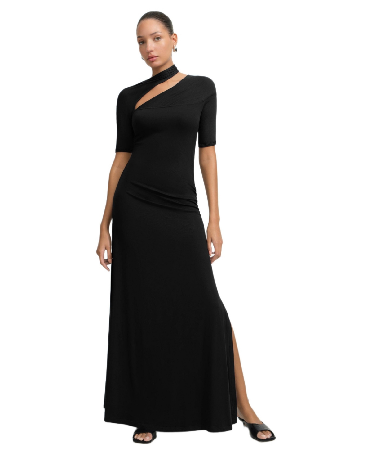 Marcella Women’s Zola Ruched Cutout Dress – Black