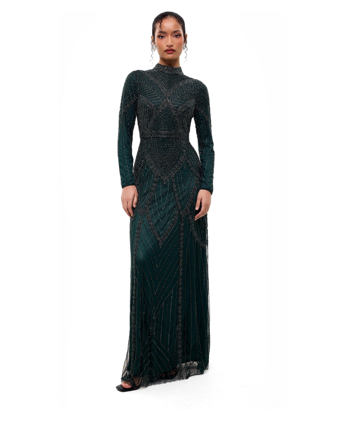 Maryisa Women’s Modest Abstract Embellished Sequin Maxi Dress – Teal green Maryisa Women’s Modest Abstract Embellished Sequin Maxi Dress – Teal green