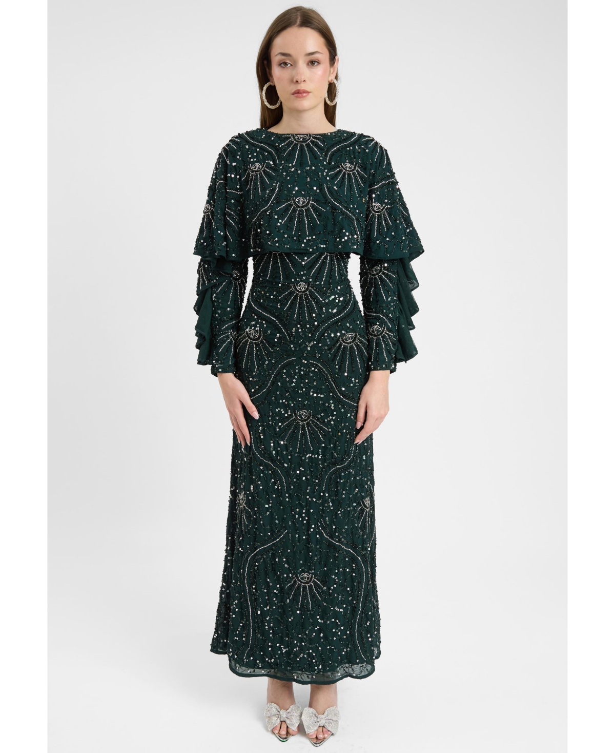 Maryisa Women’s Modest Embellished Sequin Beaded Dress – Emerald green Maryisa Women’s Modest Embellished Sequin Beaded Dress – Emerald green