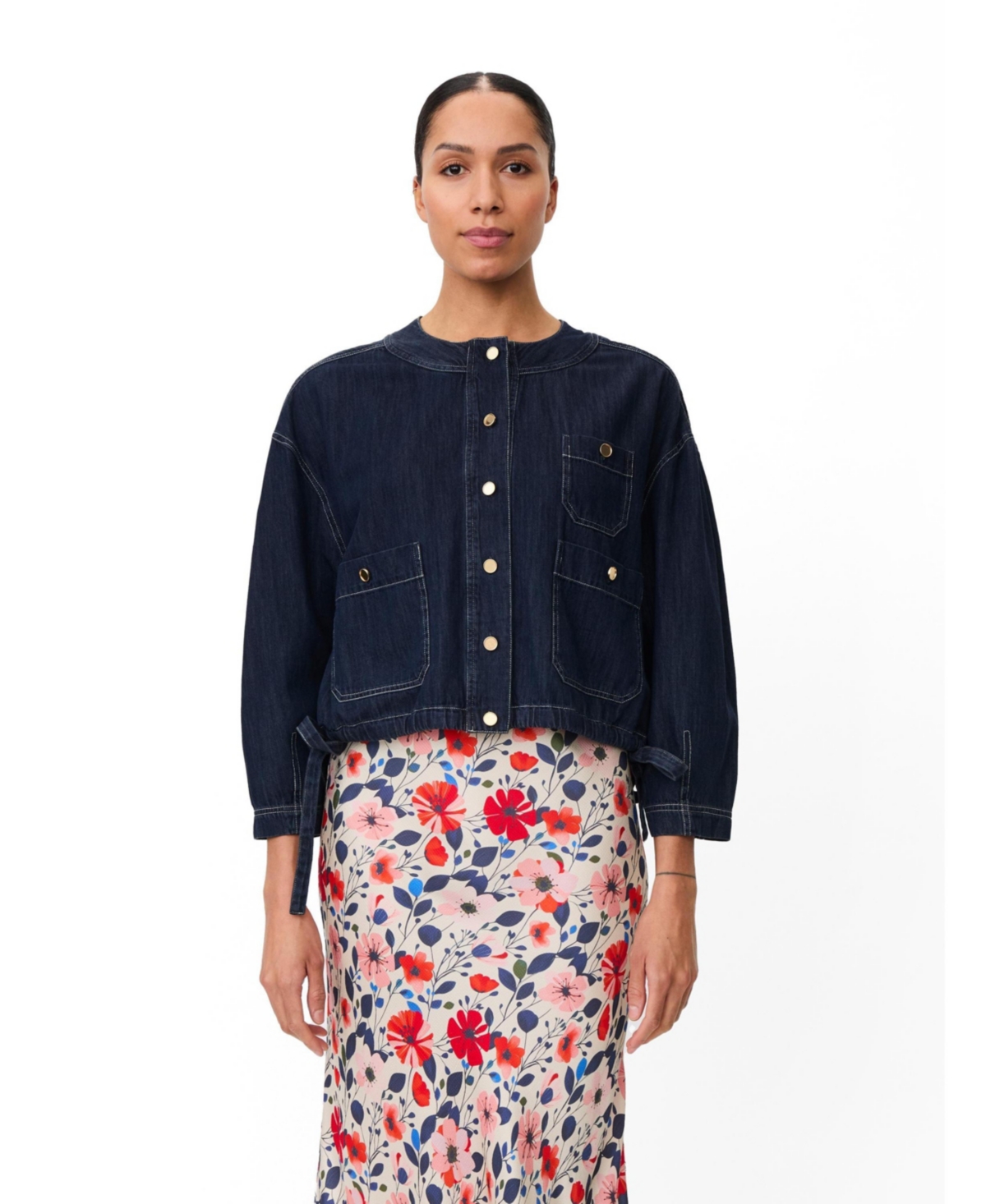 Masai Copenhagen Women’s Cropped Button-Front Jacket – Dark denim