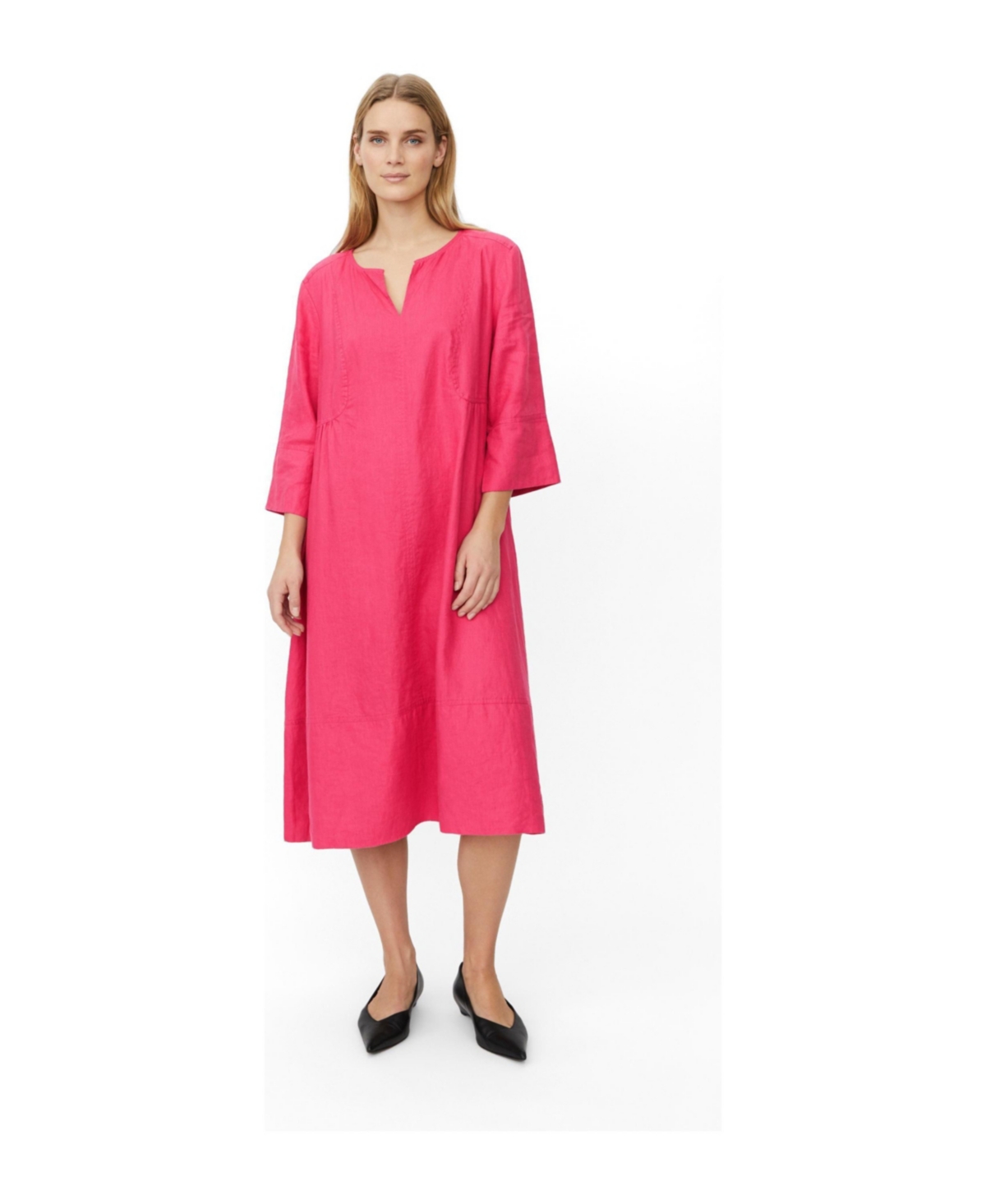 Masai Copenhagen Women’s MaNasya V-Neck Linen Midi Dress – Carmine
