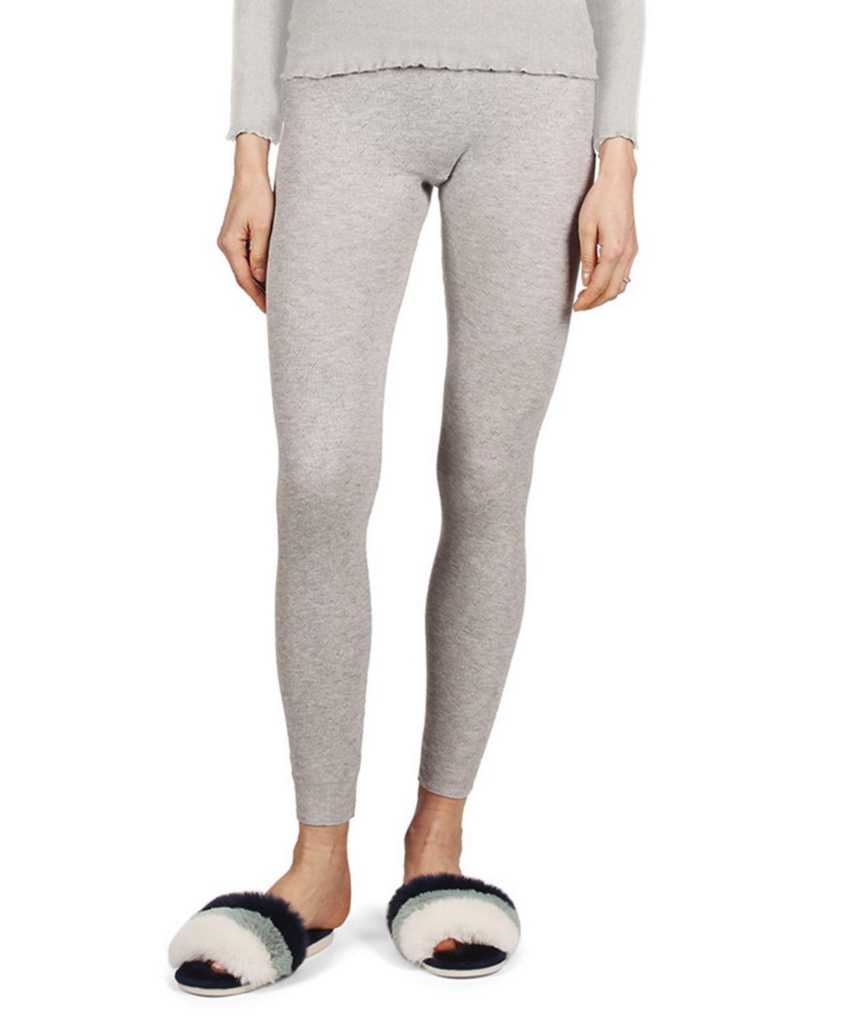 MeMoi Women’s 100% Cotton Pointelle Rib Knit Seamless Leggings – Gray heather MeMoi Women’s 100% Cotton Pointelle Rib Knit Seamless Leggings – Gray heather