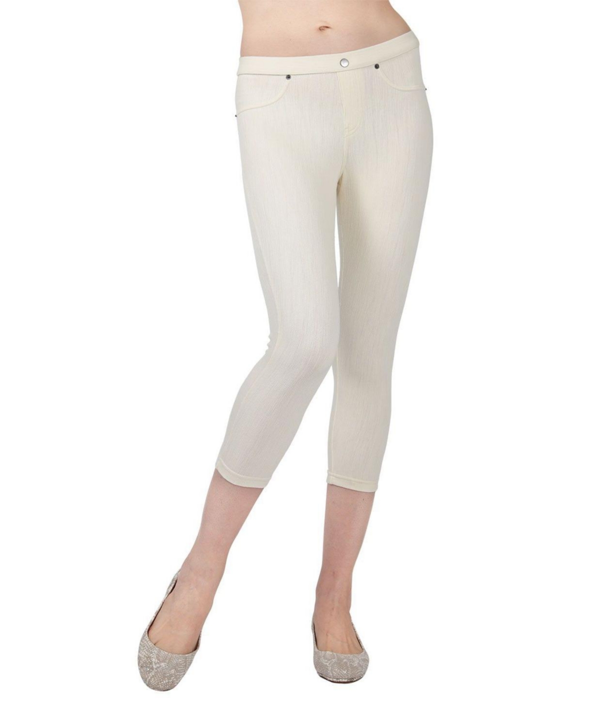 MeMoi Women’s Chino Capri-Length Cotton Blend Leggings – Ivory MeMoi Women’s Chino Capri-Length Cotton Blend Leggings – Ivory