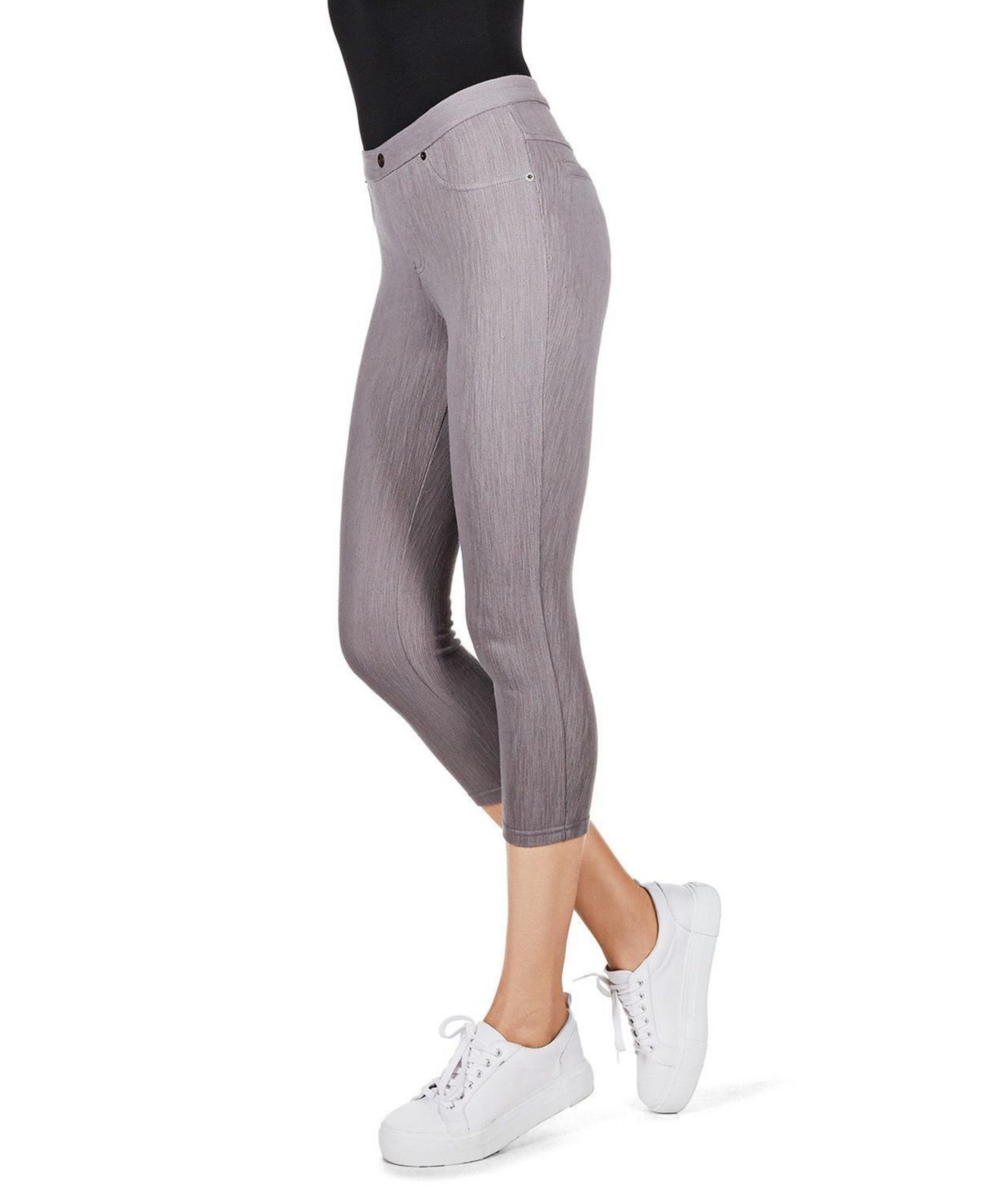 MeMoi Women’s Chino Capri-Length Cotton Blend Leggings – Silver filigree MeMoi Women’s Chino Capri-Length Cotton Blend Leggings – Silver filigree