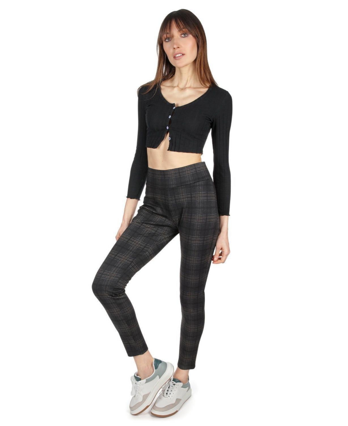 MeMoi Women’s Plaid Shaping Leggings – Black MeMoi Women’s Plaid Shaping Leggings – Black