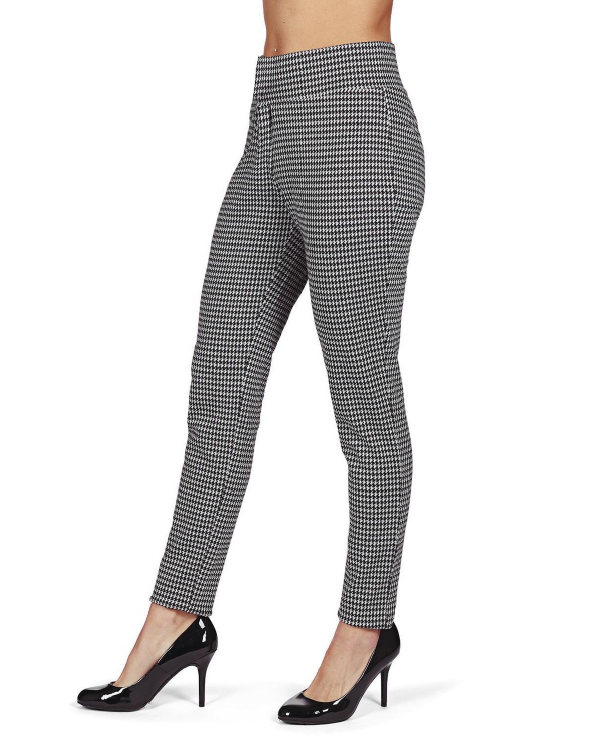 MeMoi Women’s Slim Houndstooth Shaping Leggings – Black