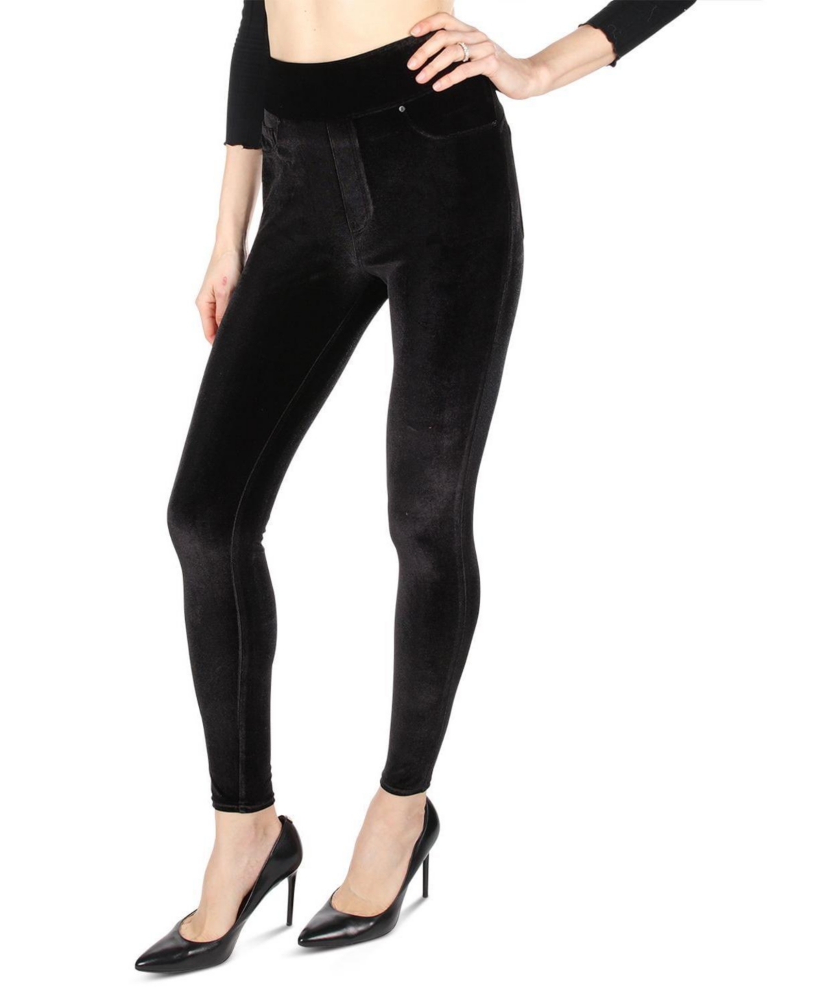 MeMoi Women’s Velvet High-Waist Shaping Leggings – Black MeMoi Women’s Velvet High-Waist Shaping Leggings – Black