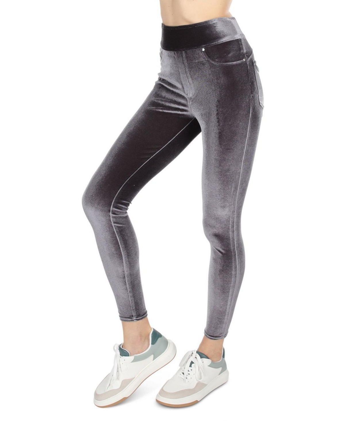 MeMoi Women’s Velvet High-Waist Shaping Leggings – Slate gray MeMoi Women’s Velvet High-Waist Shaping Leggings – Slate gray