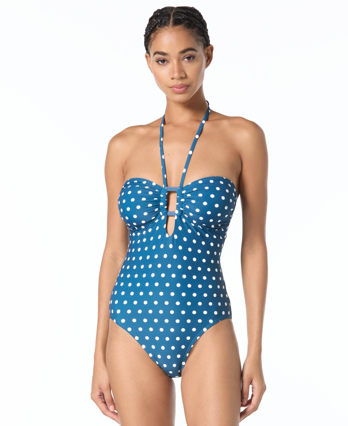 Michael Kors Women’s Bandeau Neck Swim One-Piece – Blue Michael Kors Women’s Bandeau Neck Swim One-Piece – Blue