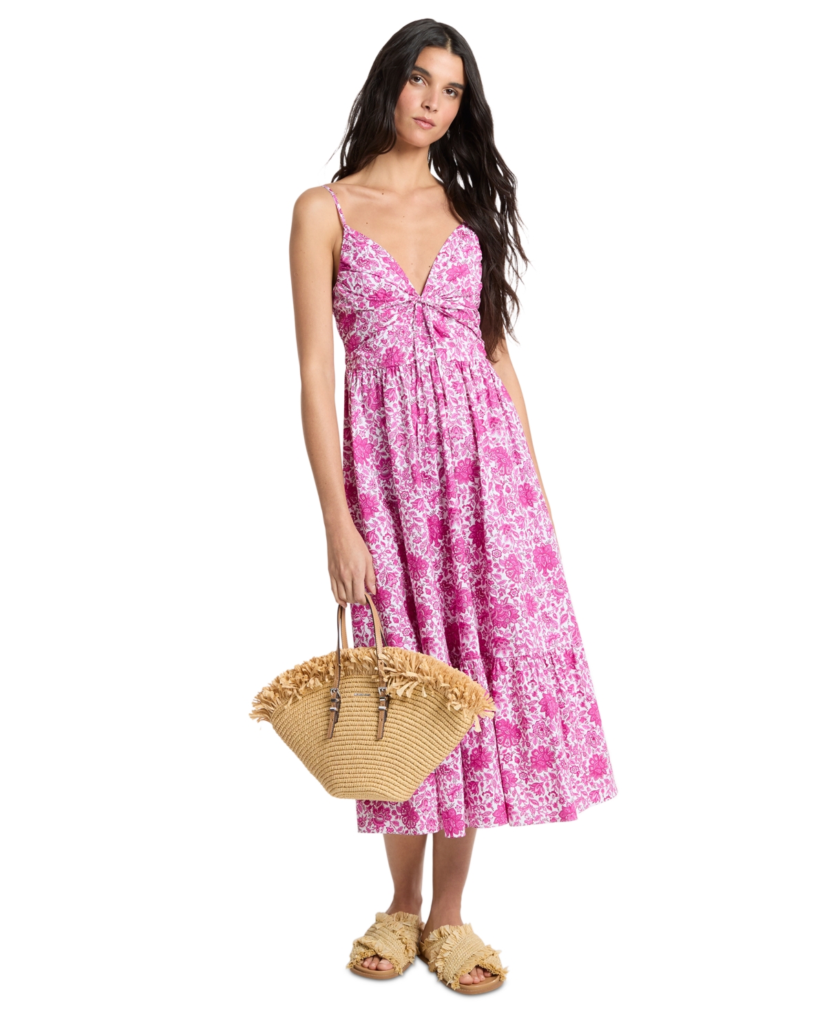Michael Kors Women’s Sleeveless V-Neck Floral Midi Dress – Raspberry Michael Kors Women’s Sleeveless V-Neck Floral Midi Dress – Raspberry