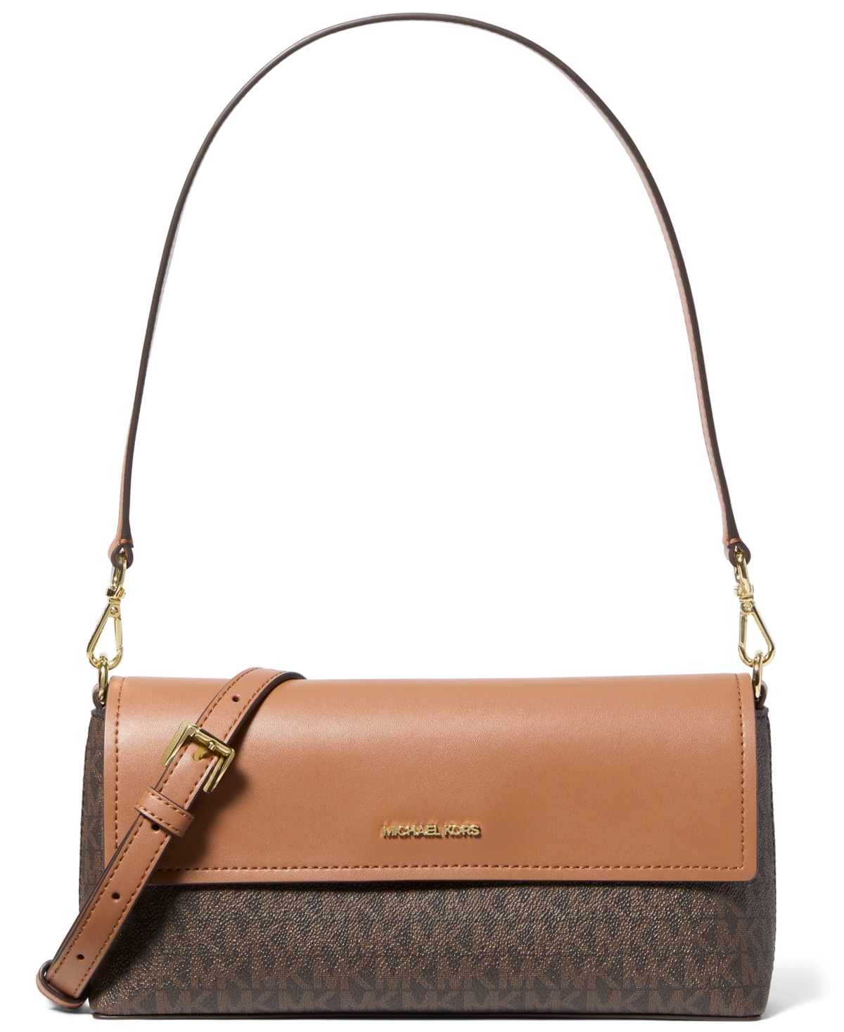 Michael Michael Kors Nabela Small Convertible Pouchette Crossbody Handbag – Brown/Acorn