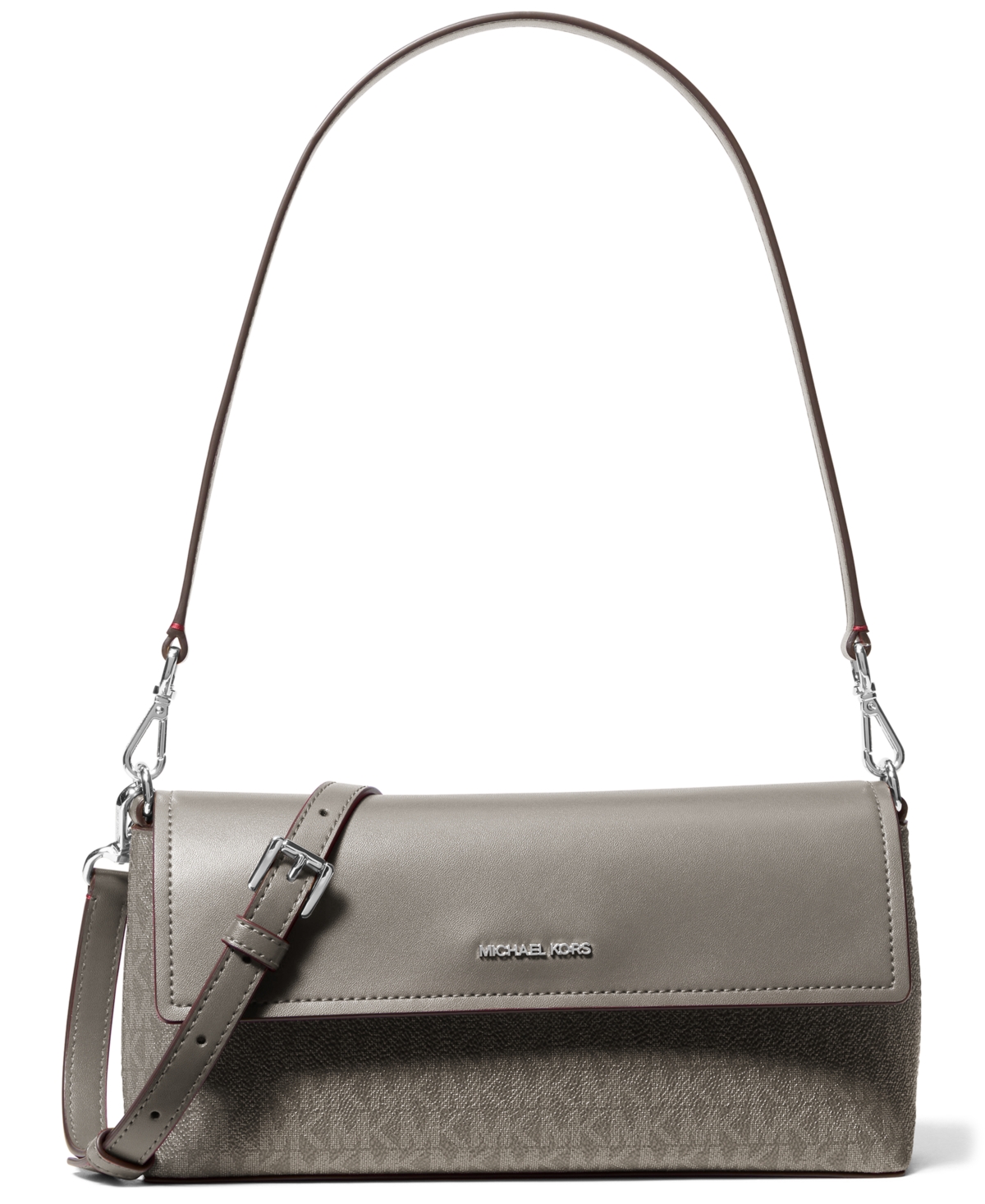 Michael Michael Kors Nabela Small Convertible Pouchette Crossbody Handbag – Heather Gray Michael Michael Kors Nabela Small Convertible Pouchette Crossbody Handbag – Heather Gray