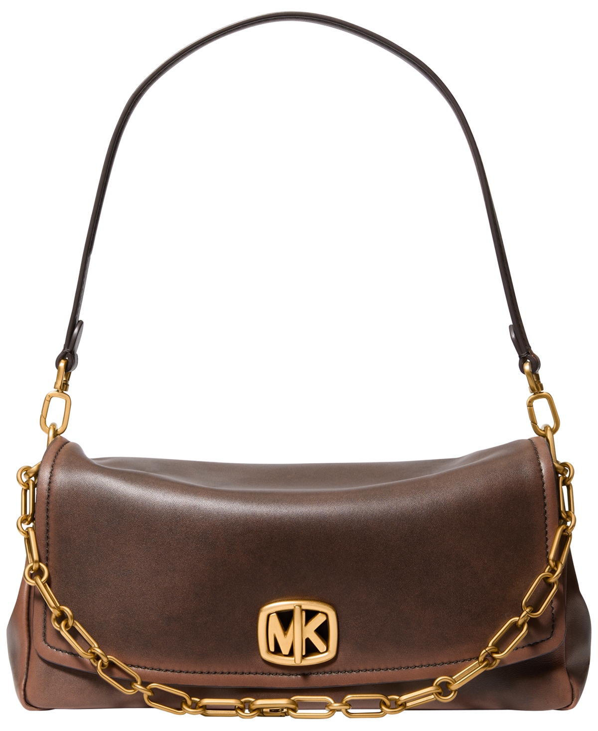 Michael Michael Kors Turn-Lock Medium Shoulder Handbag – Chocolate Michael Michael Kors Turn-Lock Medium Shoulder Handbag – Chocolate