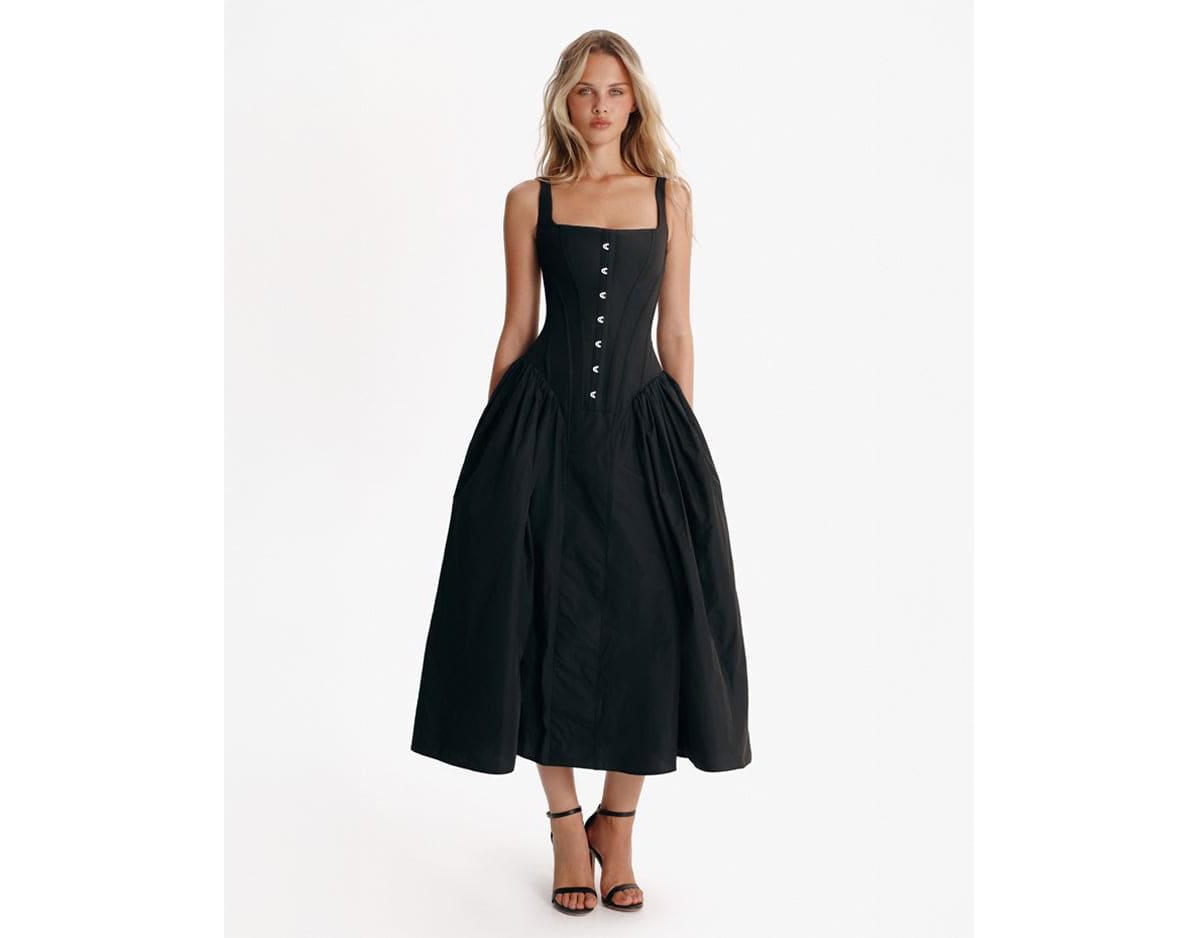Milla Women’s Corset Midi Dress – Black Milla Women’s Corset Midi Dress – Black