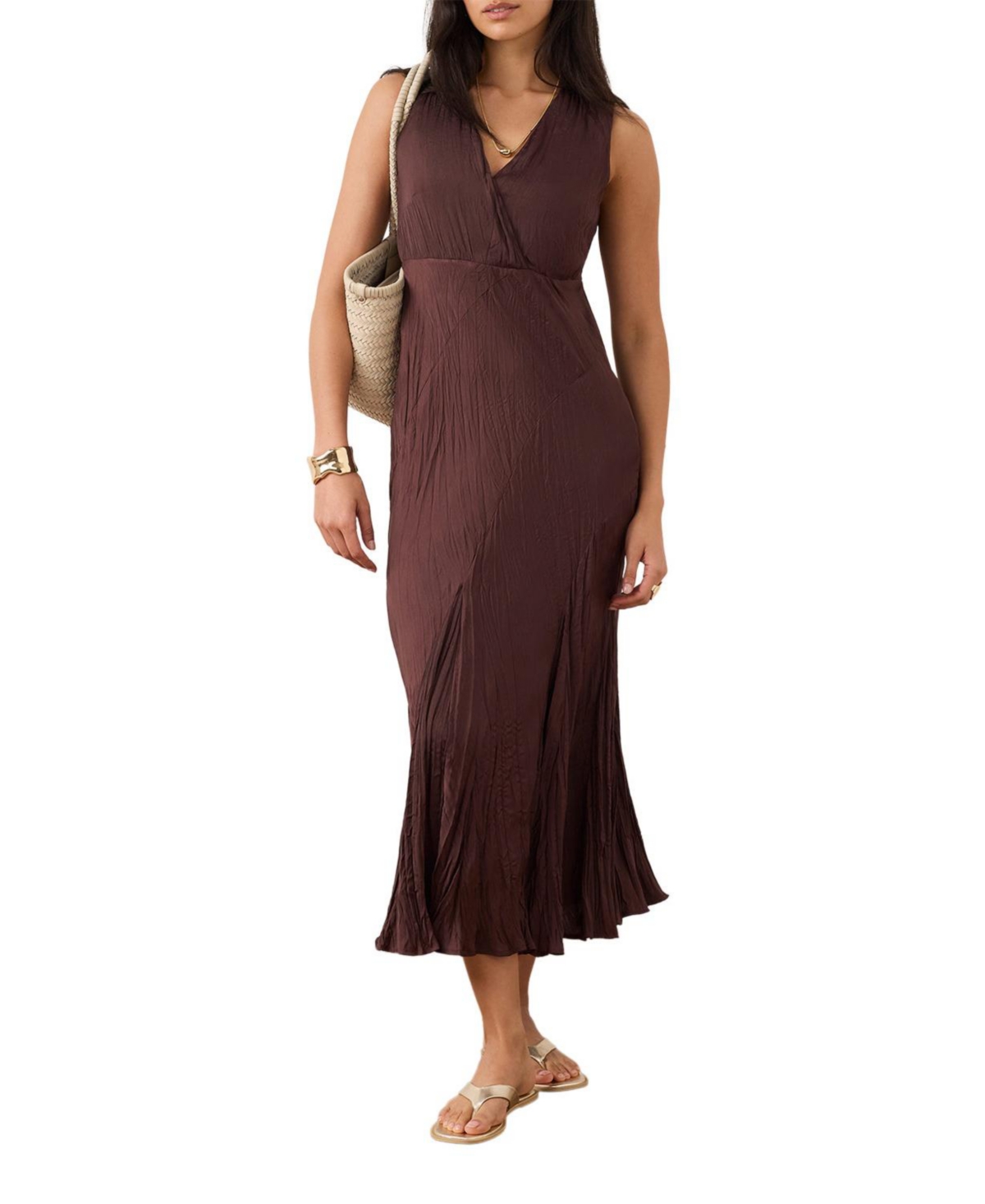 Mint Velvet Women’s Crinkle Maxi Dress – Burgundy
