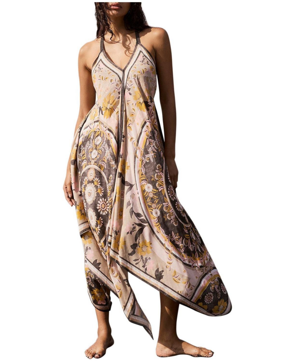 Mint Velvet Women’s Desert Bloom Handkerchief Maxi Dress – Khaki