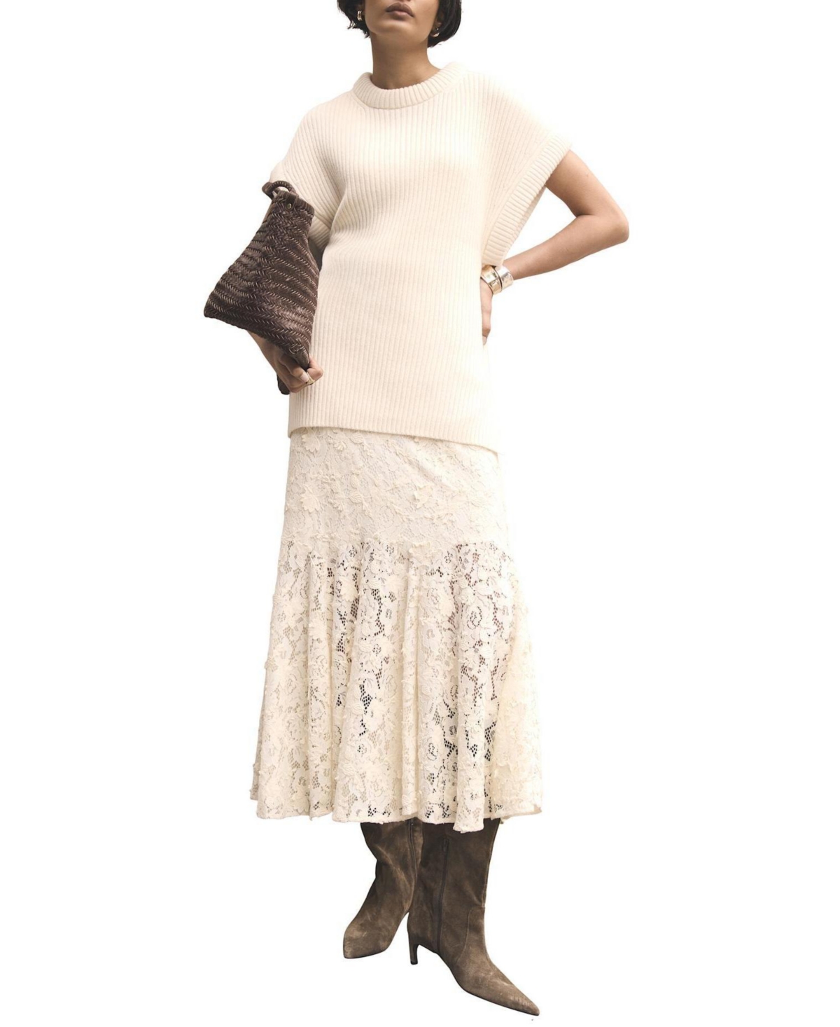 Mint Velvet Women’s Lace Flounce Midi Skirt – Ivory Mint Velvet Women’s Lace Flounce Midi Skirt – Ivory