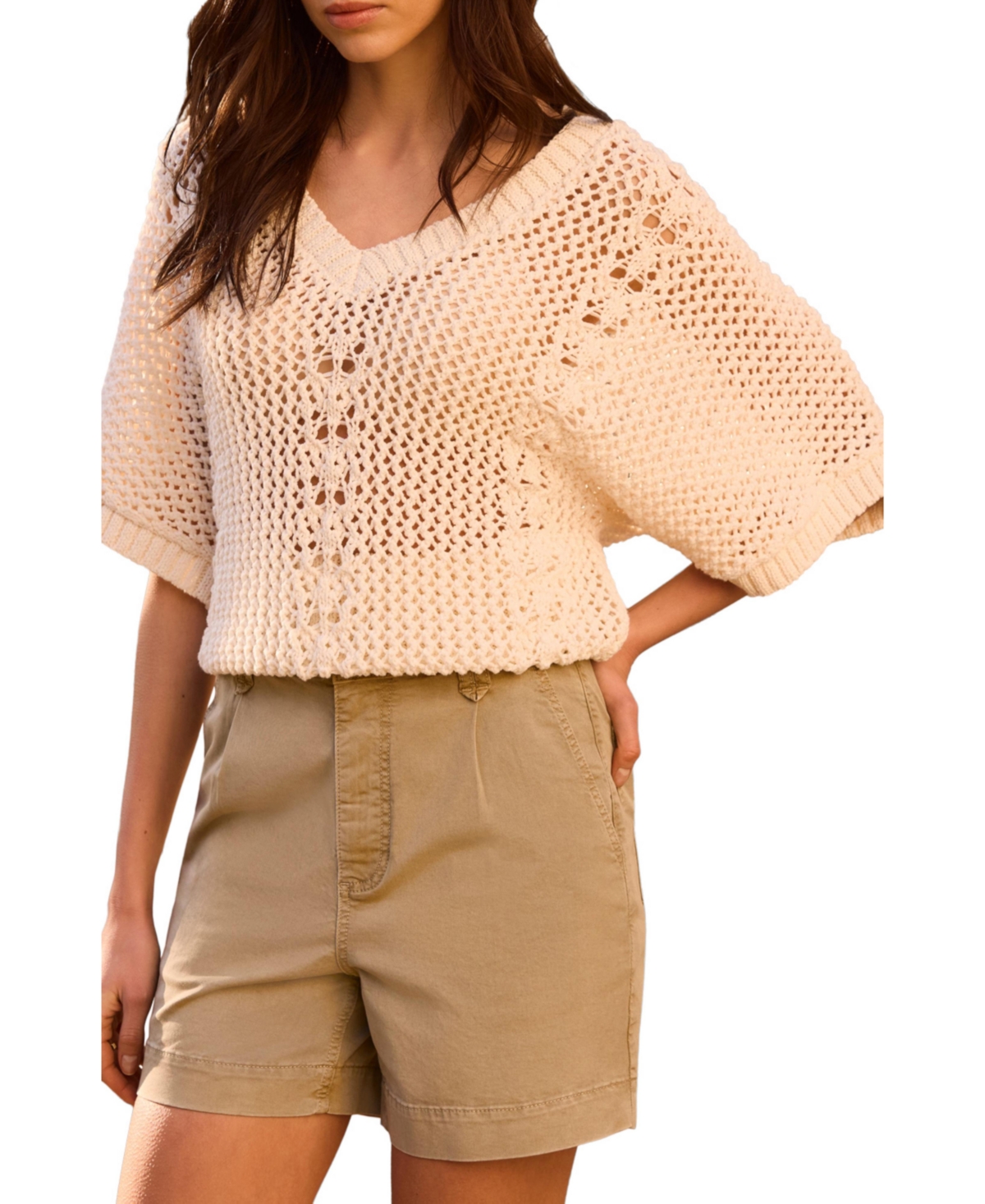 Mint Velvet Women’s Open Knit Crochet Top – Ivory