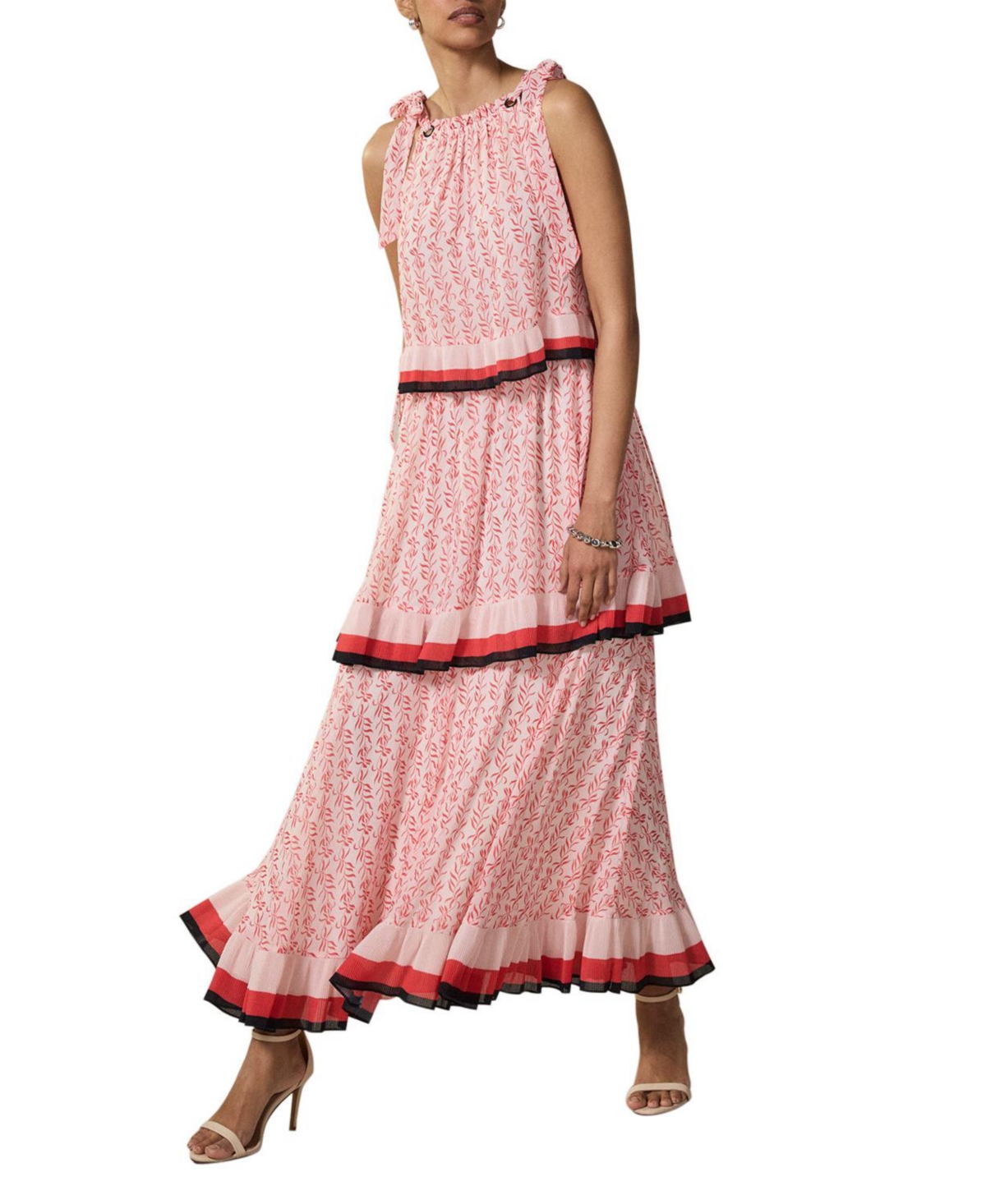 Mint Velvet Women’s Printed Halter Tiered Midi Dress – Orange Mint Velvet Women’s Printed Halter Tiered Midi Dress – Orange